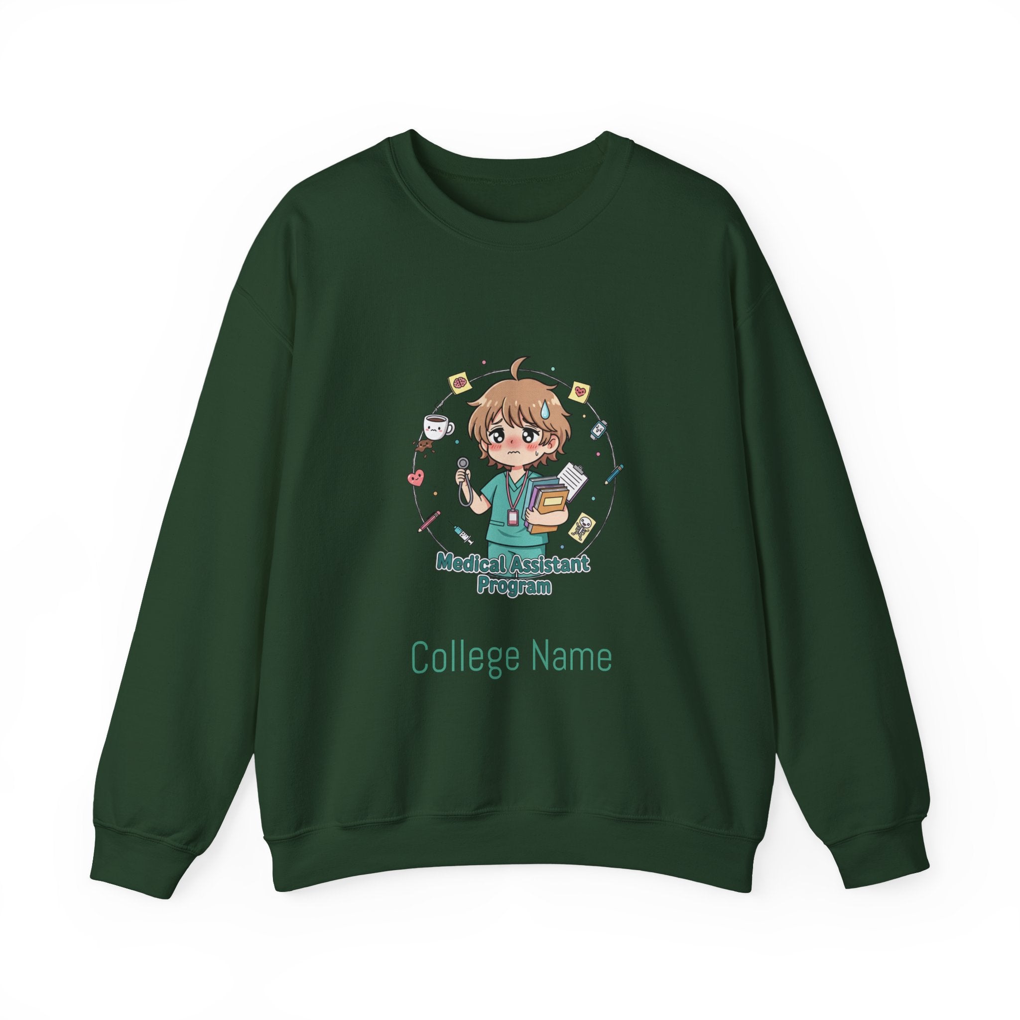 Medical Assistant Program Crewneck Sweatshirt — Cute Anime Student Design