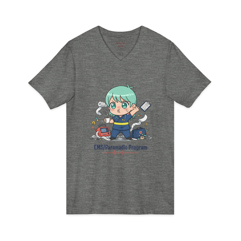 Paramedic EMS Anime V-Neck Tee — Cute EMT Program Shirt (Custom College Name)
