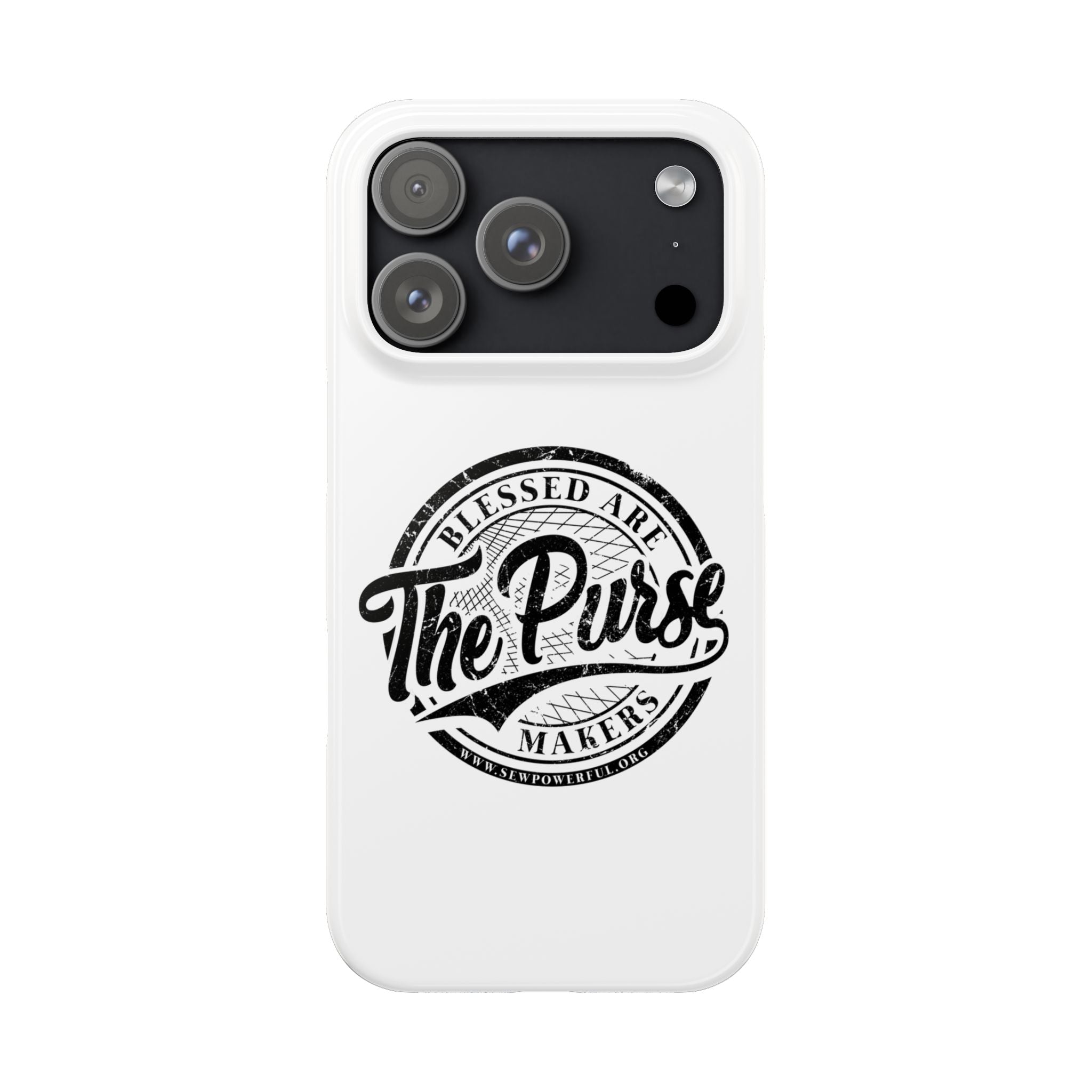 Slim Phone Case — "Blessed Are The Purse Makers" Vintage Script Phone Cover