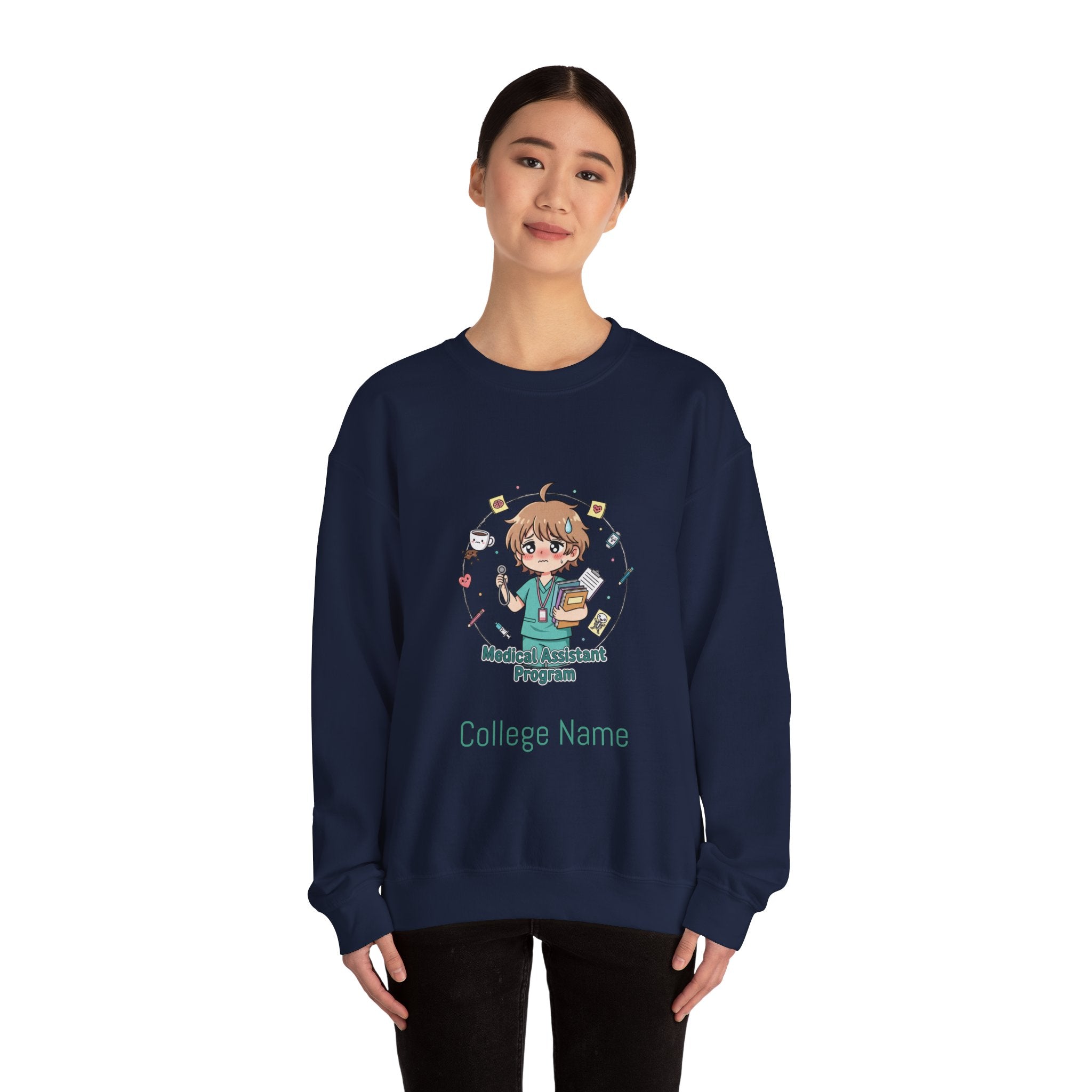 Medical Assistant Program Crewneck Sweatshirt — Cute Anime Student Design