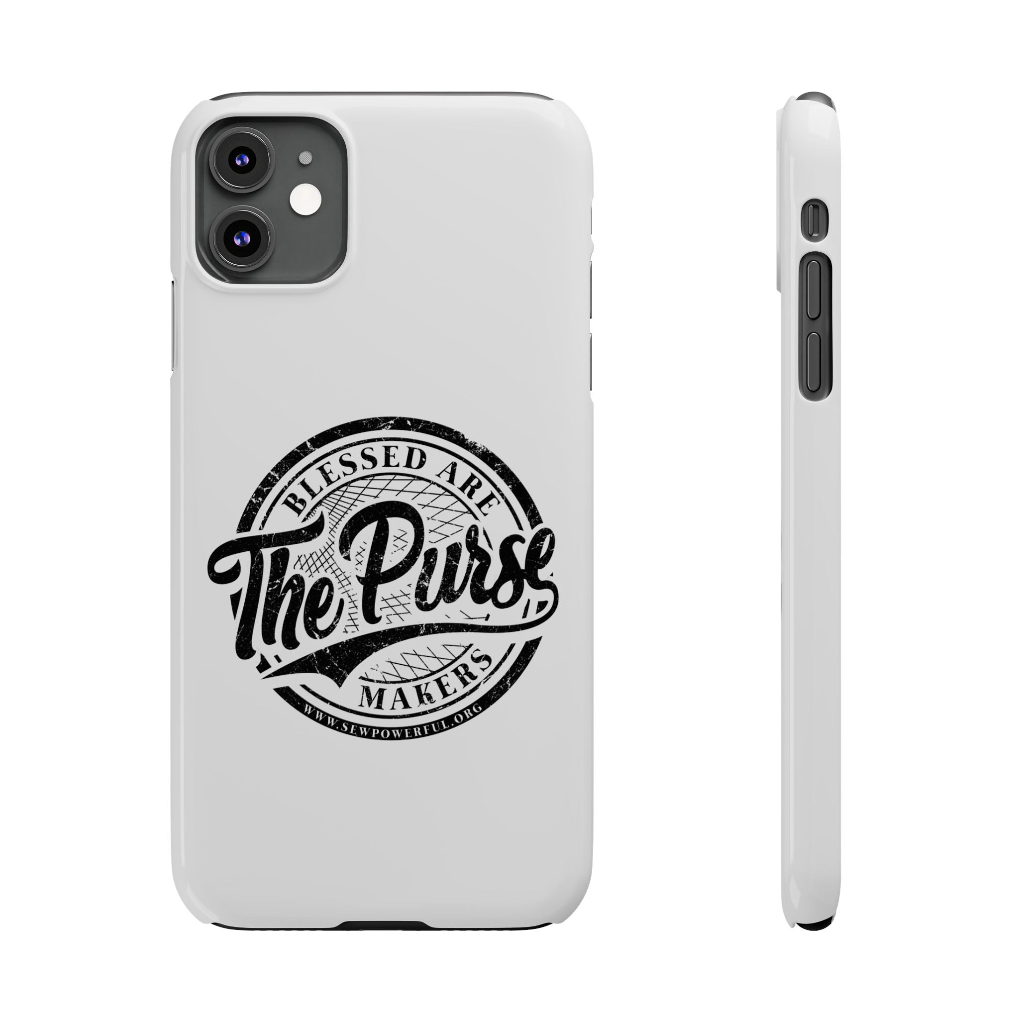 Slim Phone Case — "Blessed Are The Purse Makers" Vintage Script Phone Cover
