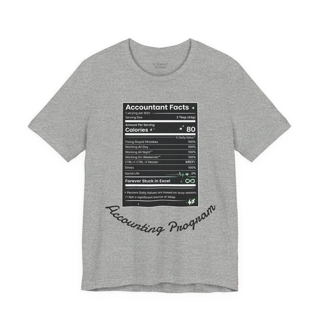 Accounting Facts Nutrition Label T‑Shirt — Accounting Program College Tee