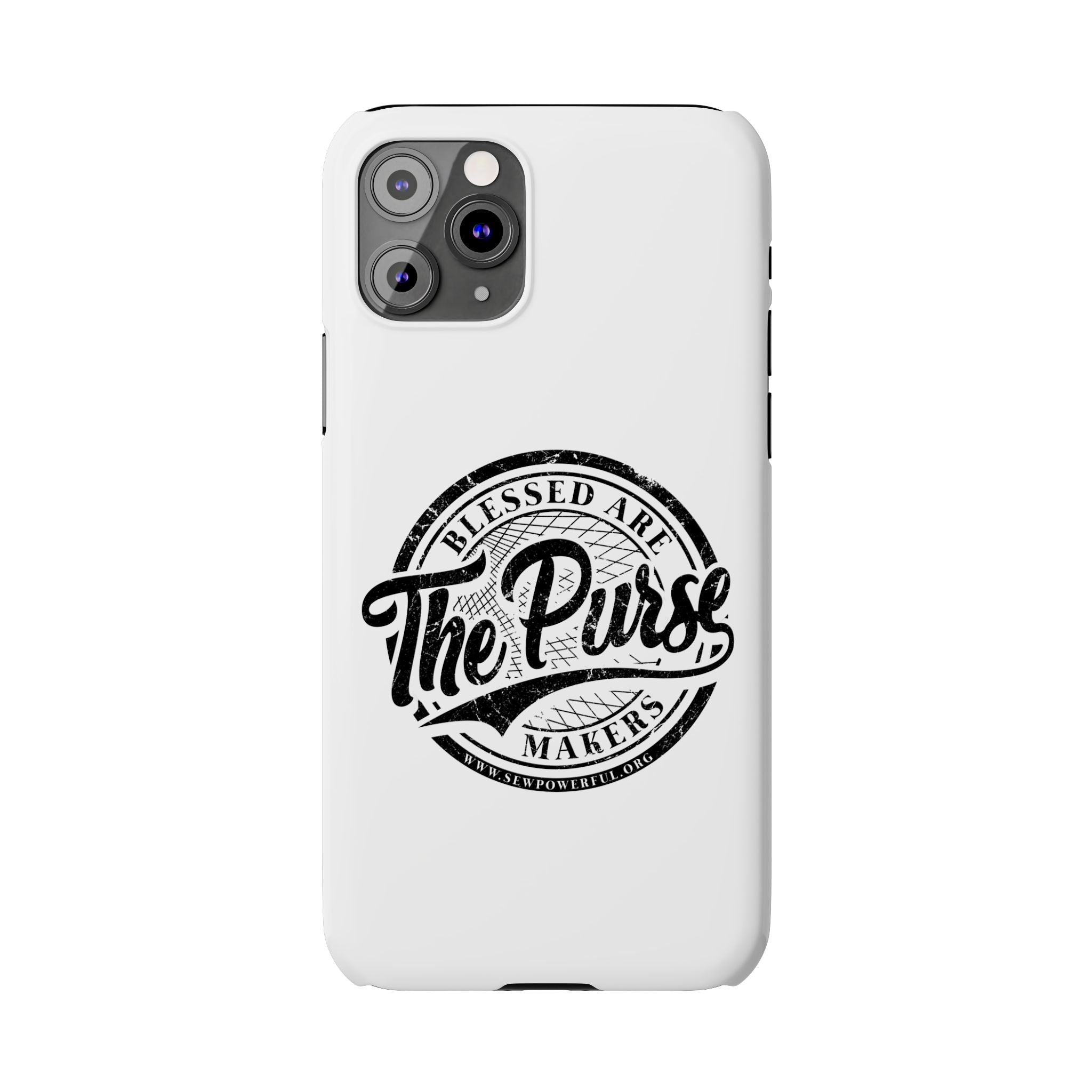 Slim Phone Case — "Blessed Are The Purse Makers" Vintage Script Phone Cover