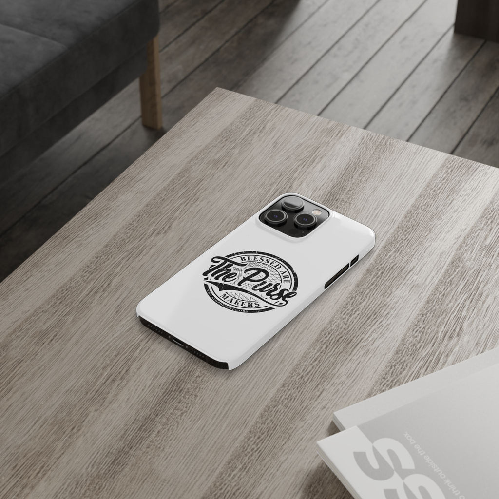 Slim Phone Case — "Blessed Are The Purse Makers" Vintage Script Phone Cover
