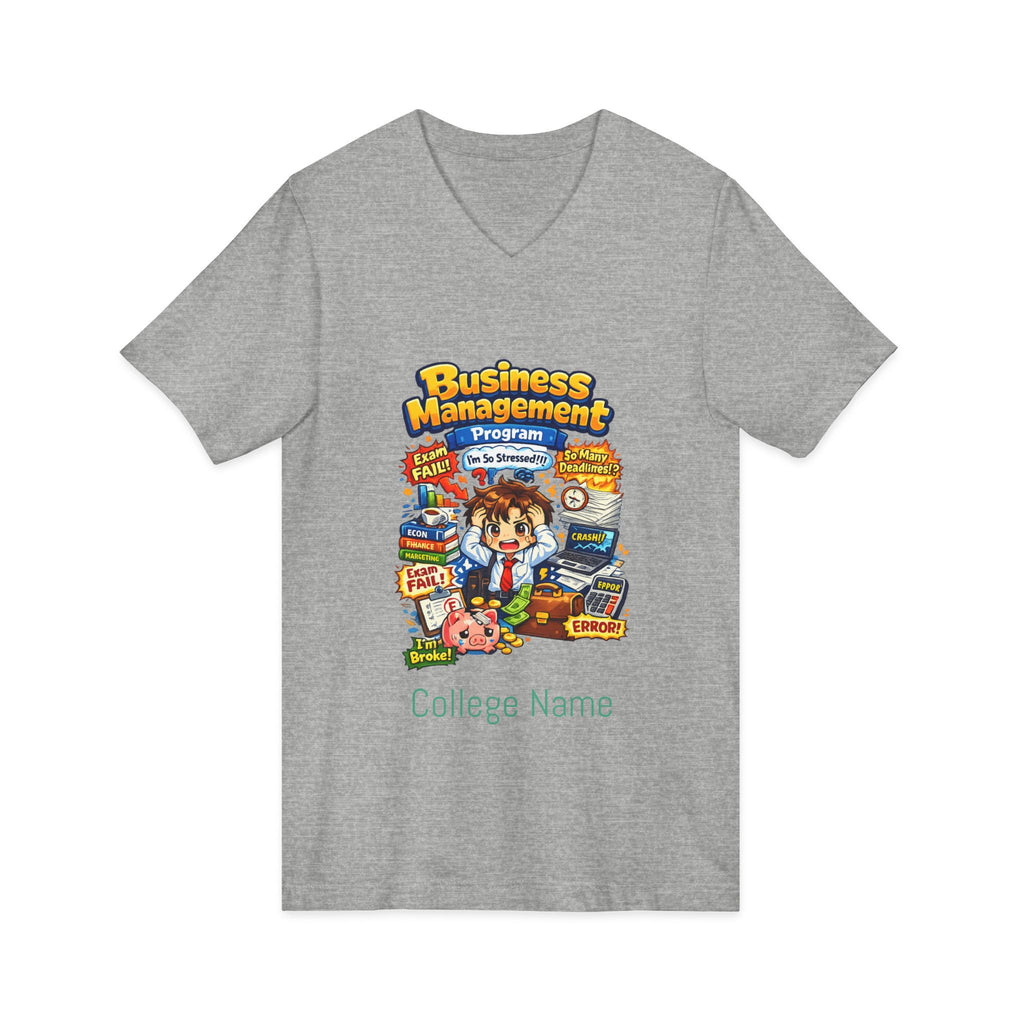 Business Management College T‑Shirt - Cute Study Cartoon V‑Neck Tee