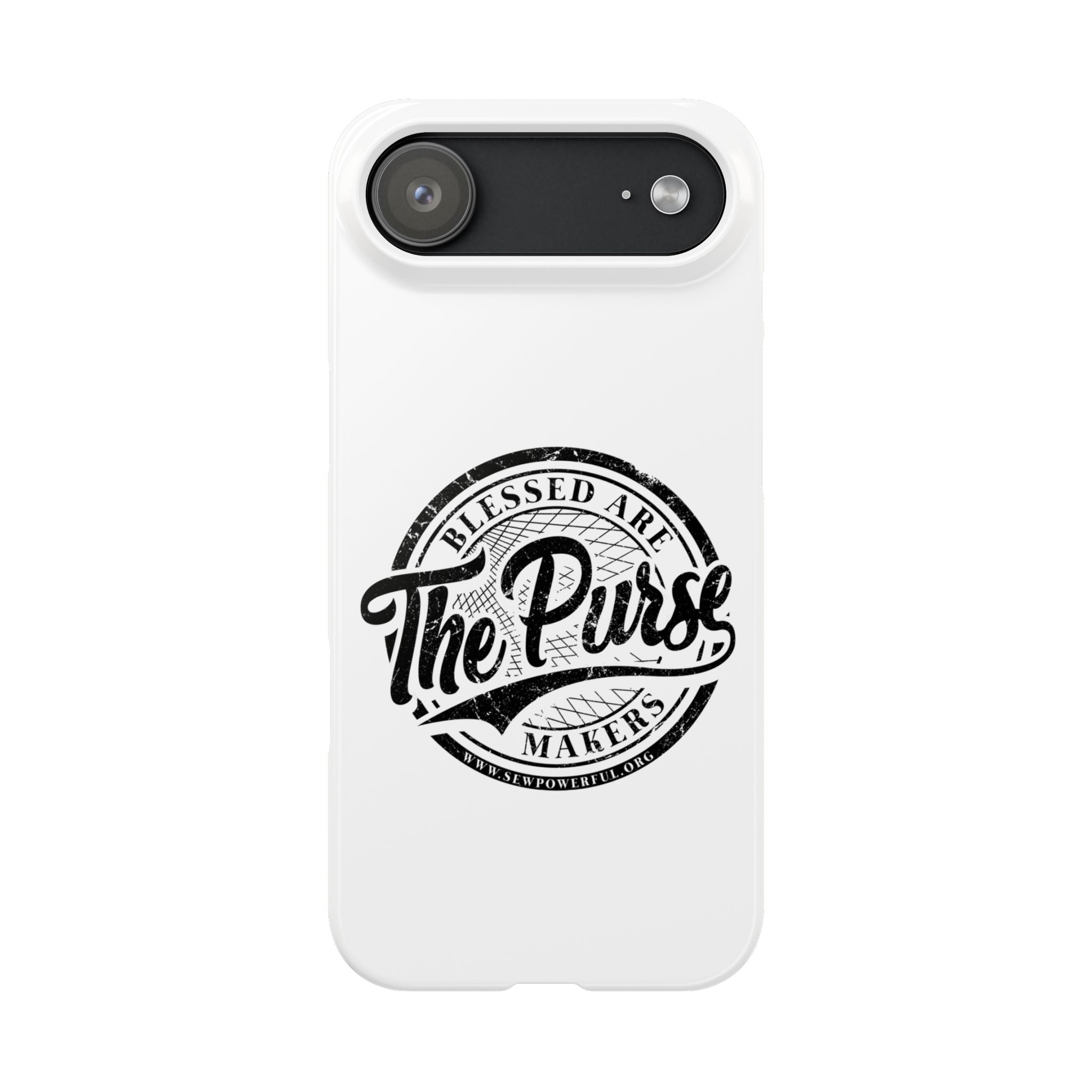 Slim Phone Case — "Blessed Are The Purse Makers" Vintage Script Phone Cover
