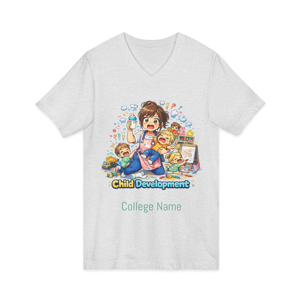 Child Development V-Neck Tee — Cute Teacher & Student Illustration