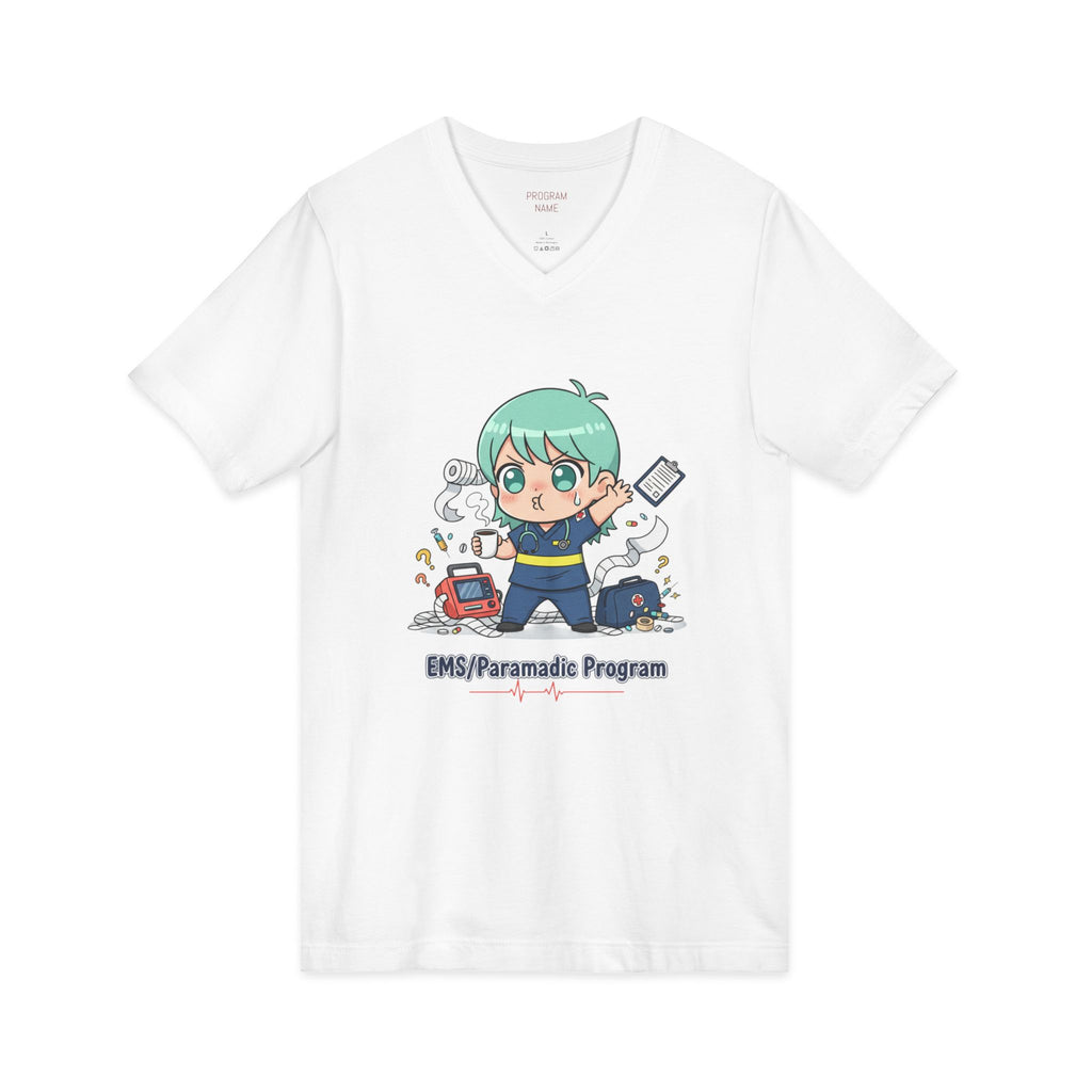 Paramedic EMS Anime V-Neck Tee — Cute EMT Program Shirt (Custom College Name)