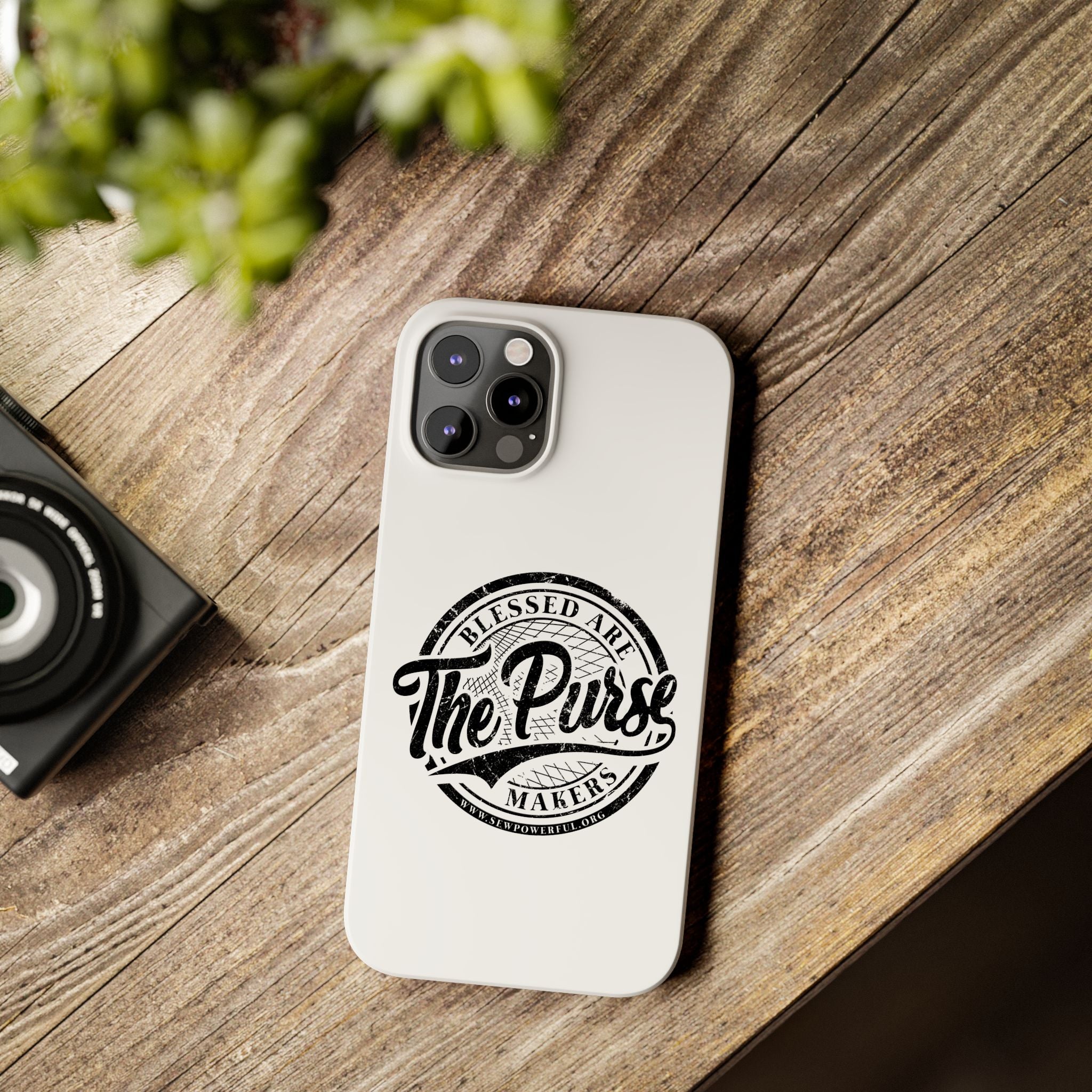Slim Phone Case — "Blessed Are The Purse Makers" Vintage Script Phone Cover