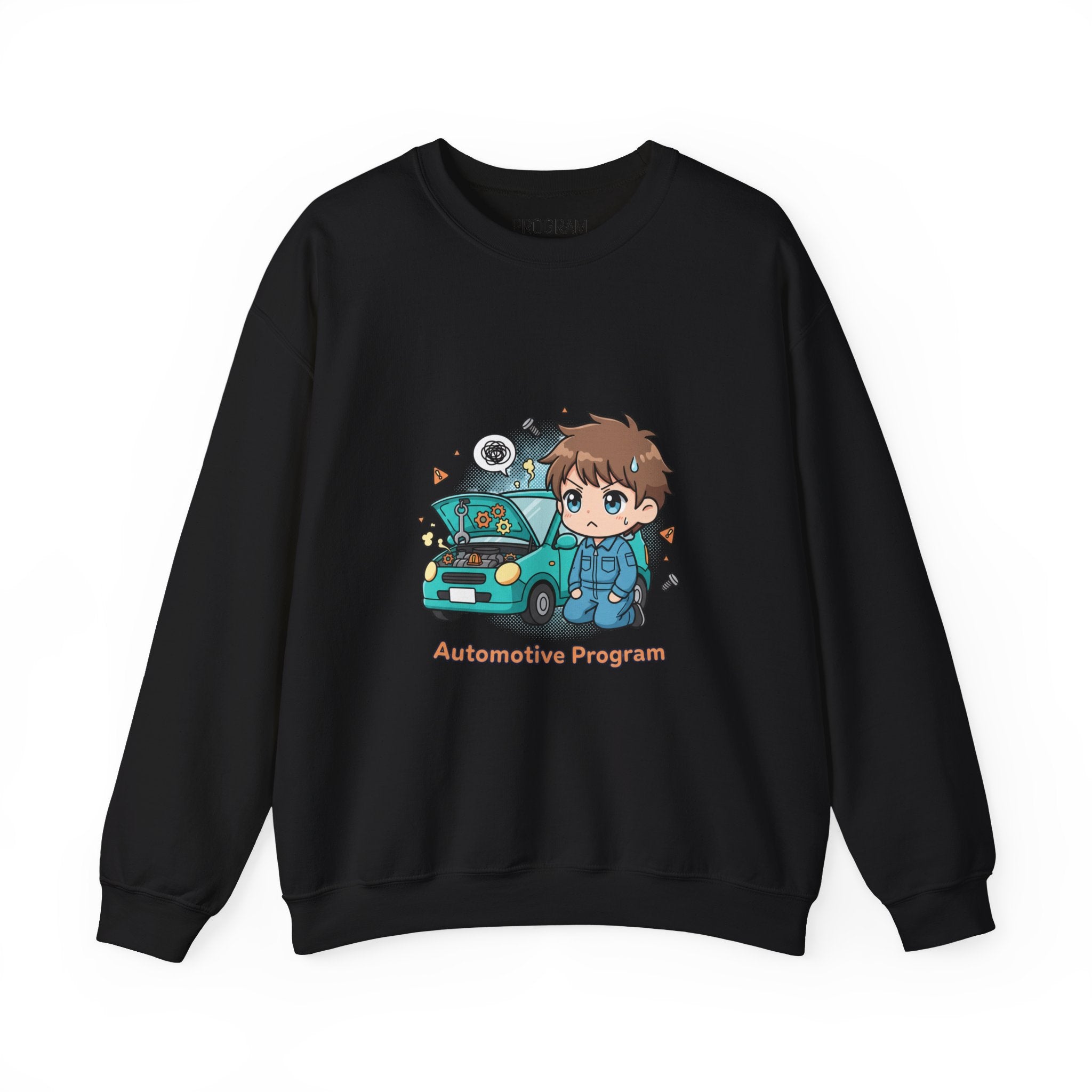 Automotive Program Crewneck Sweatshirt — Cute Mechanic Anime Design