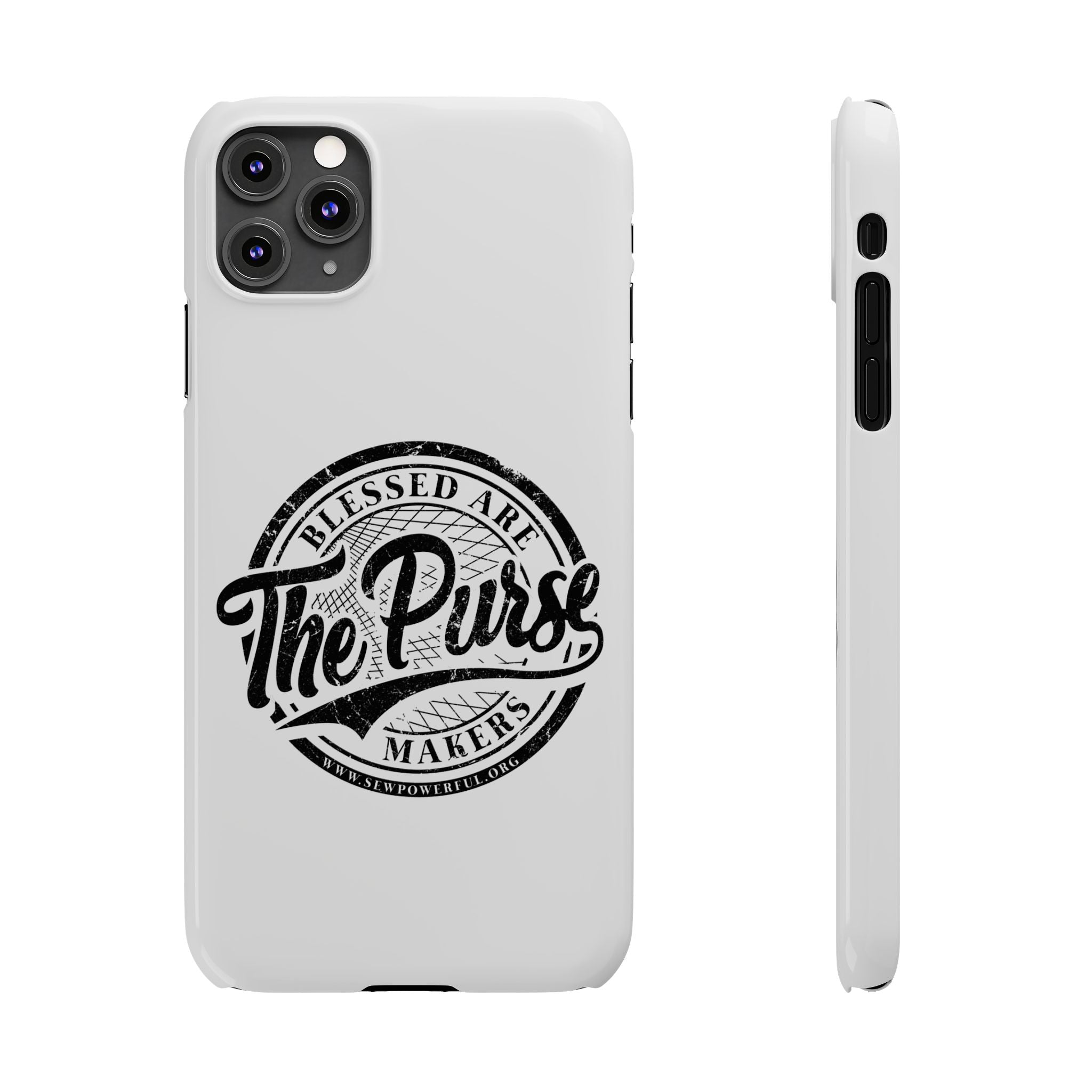 Slim Phone Case — "Blessed Are The Purse Makers" Vintage Script Phone Cover