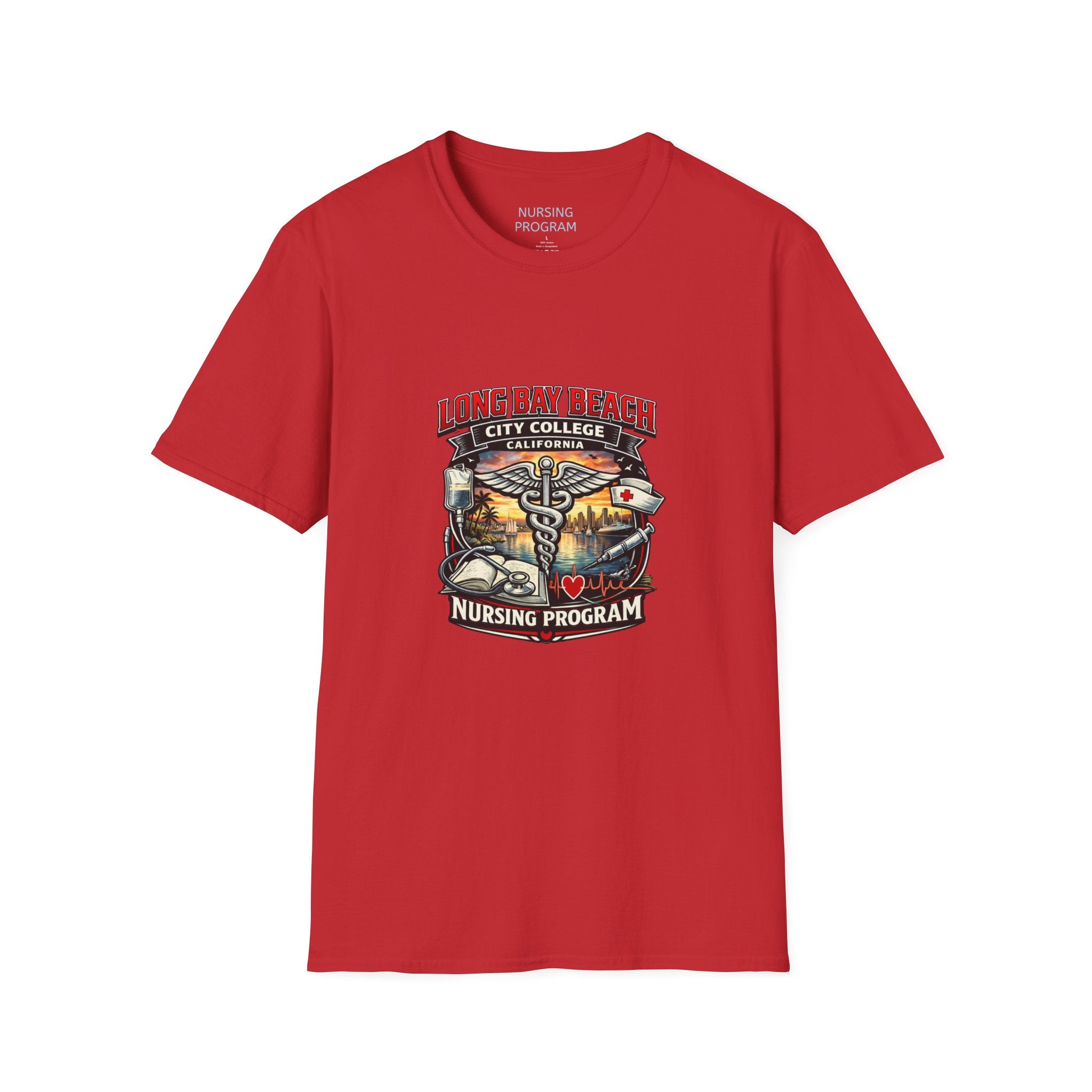 Long Beach City College Nursing Program T-Shirt — Caduceus Skull Patch Design