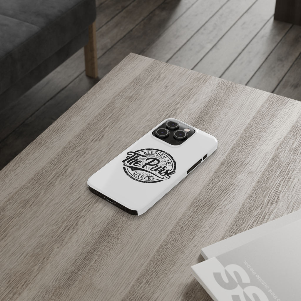 Slim Phone Case — "Blessed Are The Purse Makers" Vintage Script Phone Cover