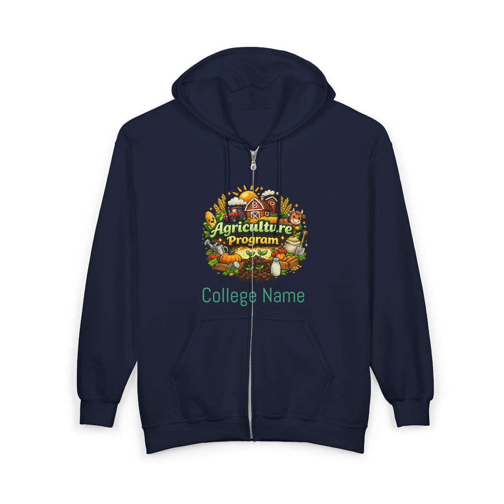 Agriculture Program Full-Zip Hoodie — Farm Produce Graphic Zip-Up