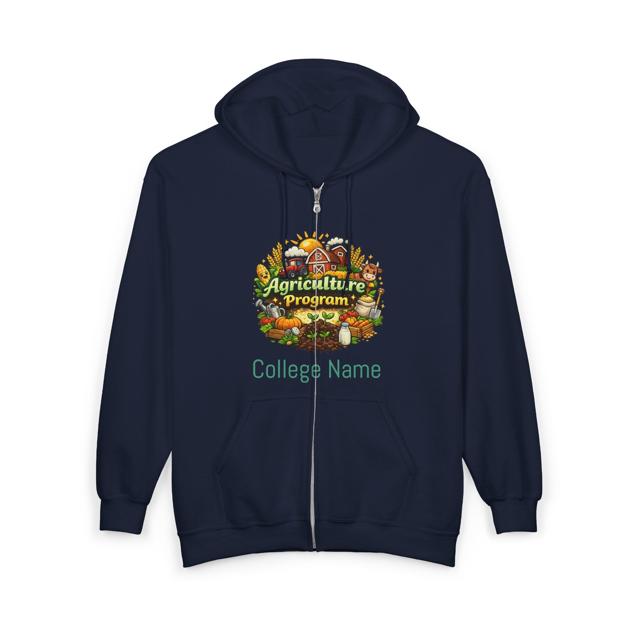 Agriculture Program Full-Zip Hoodie — Farm Produce Graphic Zip-Up