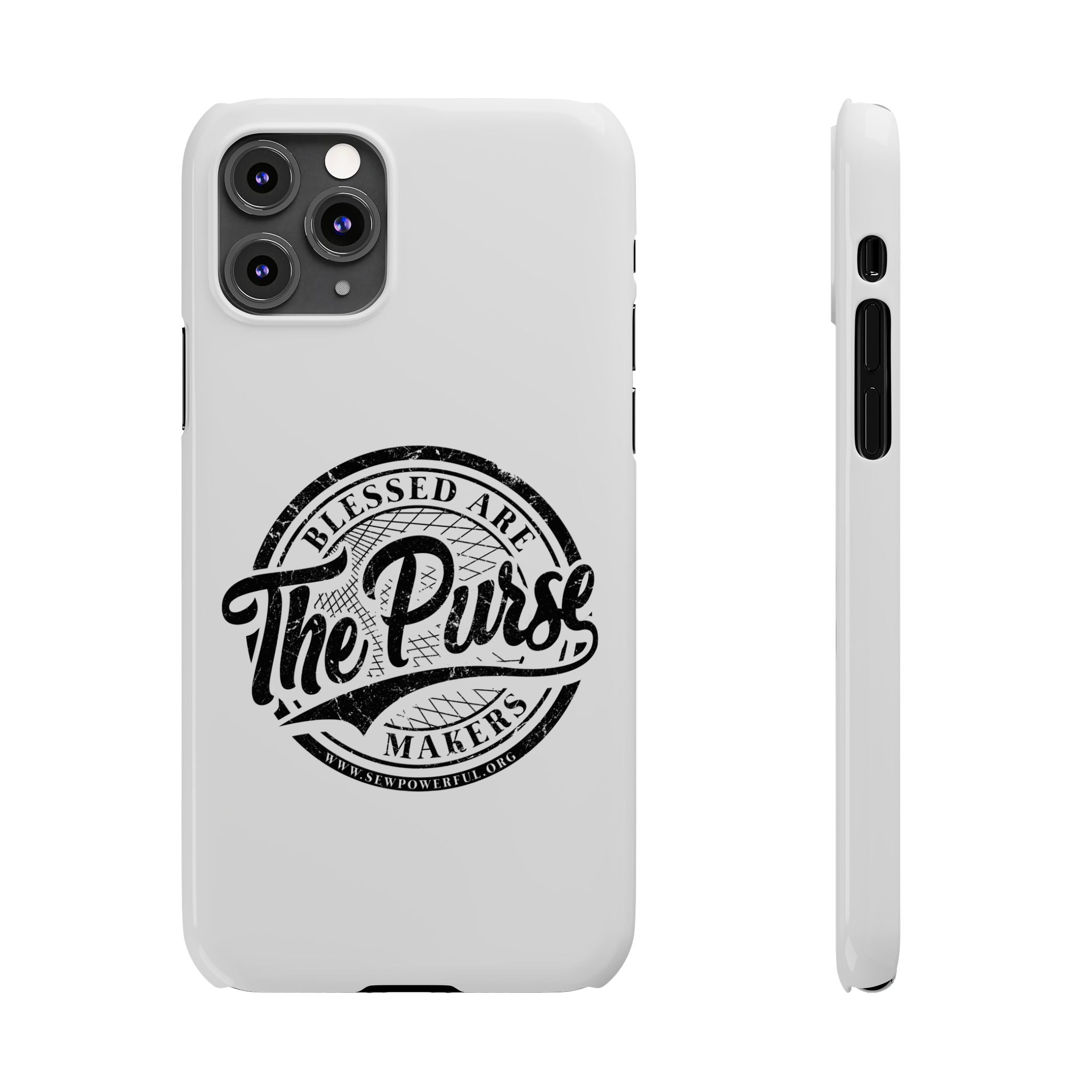 Slim Phone Case — "Blessed Are The Purse Makers" Vintage Script Phone Cover