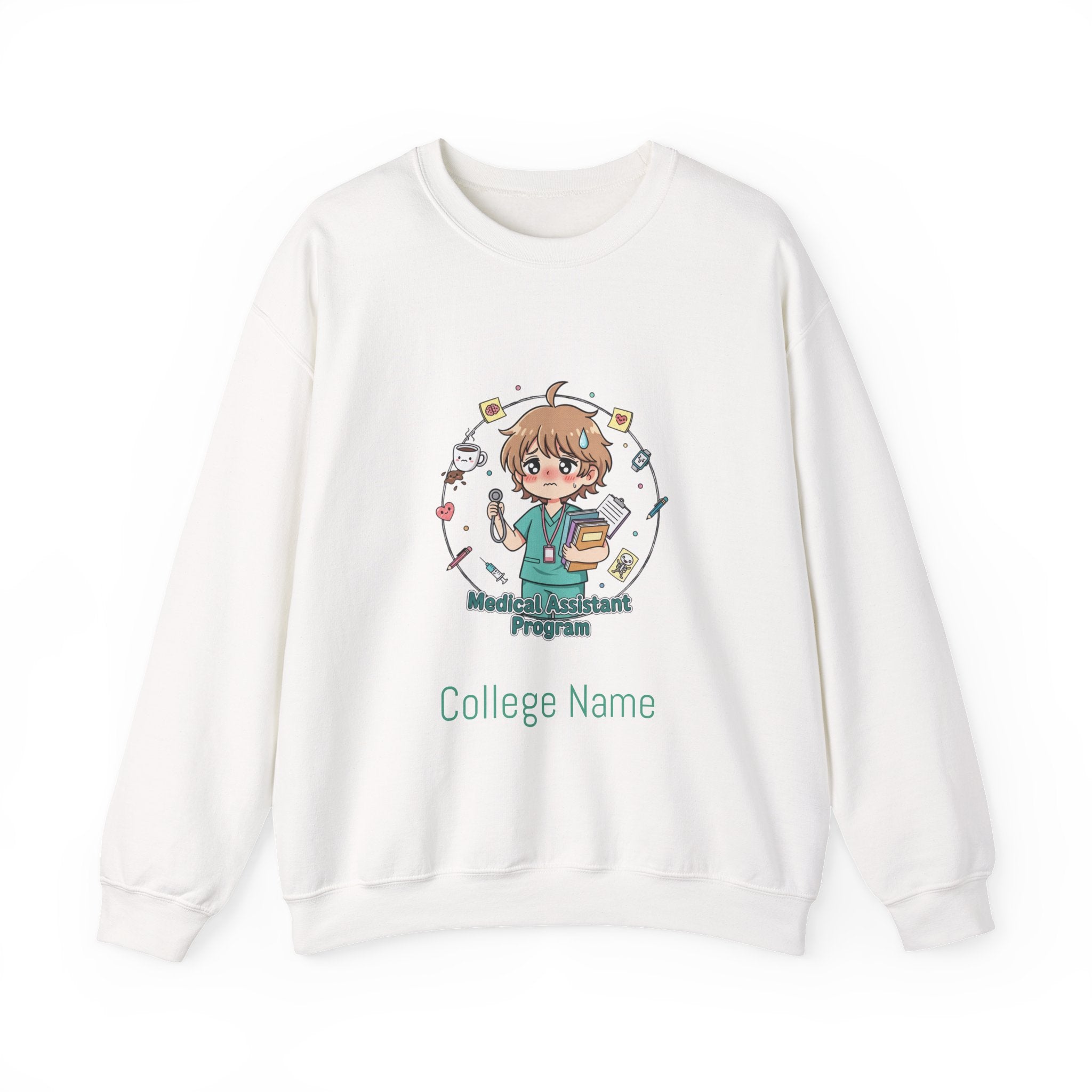 Medical Assistant Program Crewneck Sweatshirt — Cute Anime Student Design