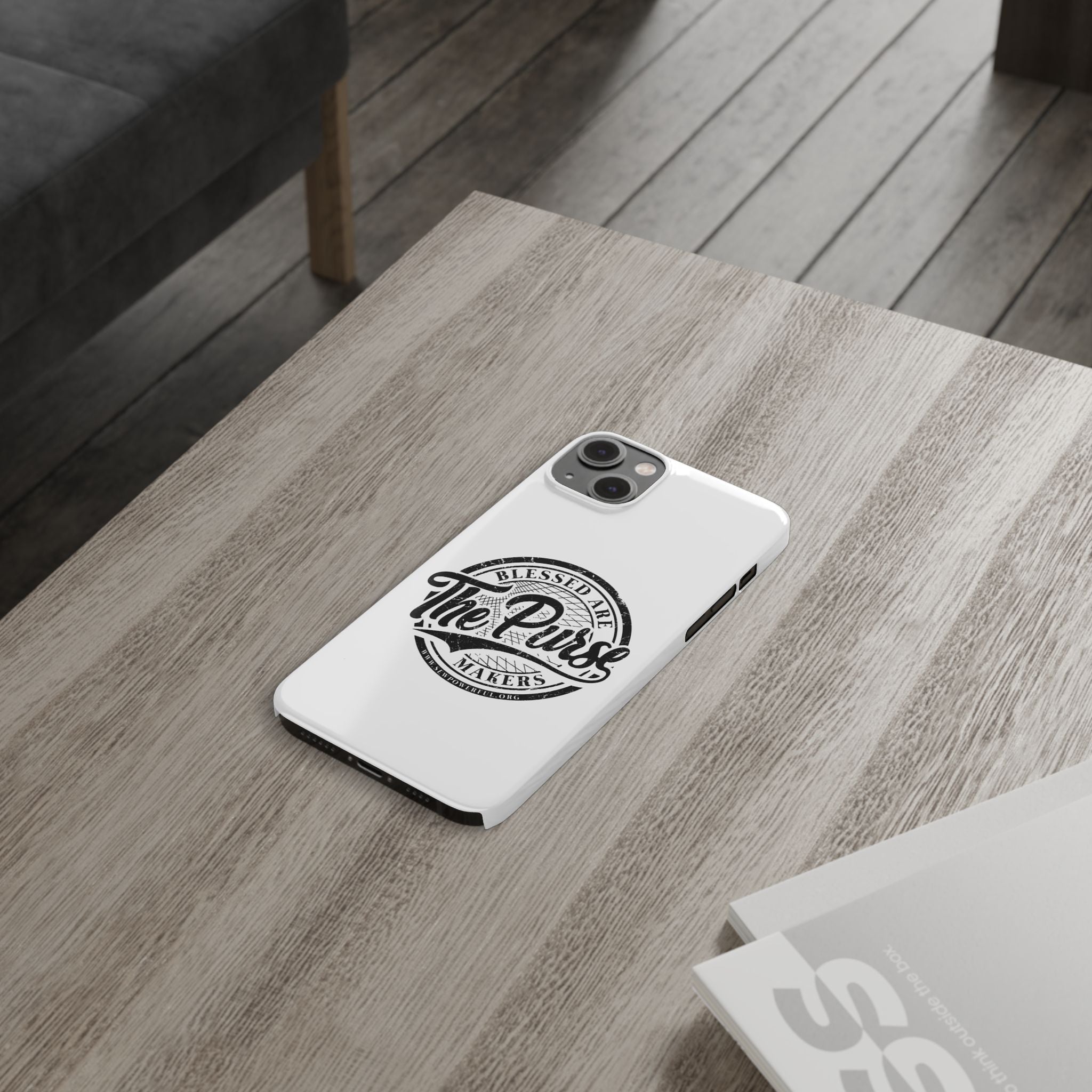 Slim Phone Case — "Blessed Are The Purse Makers" Vintage Script Phone Cover