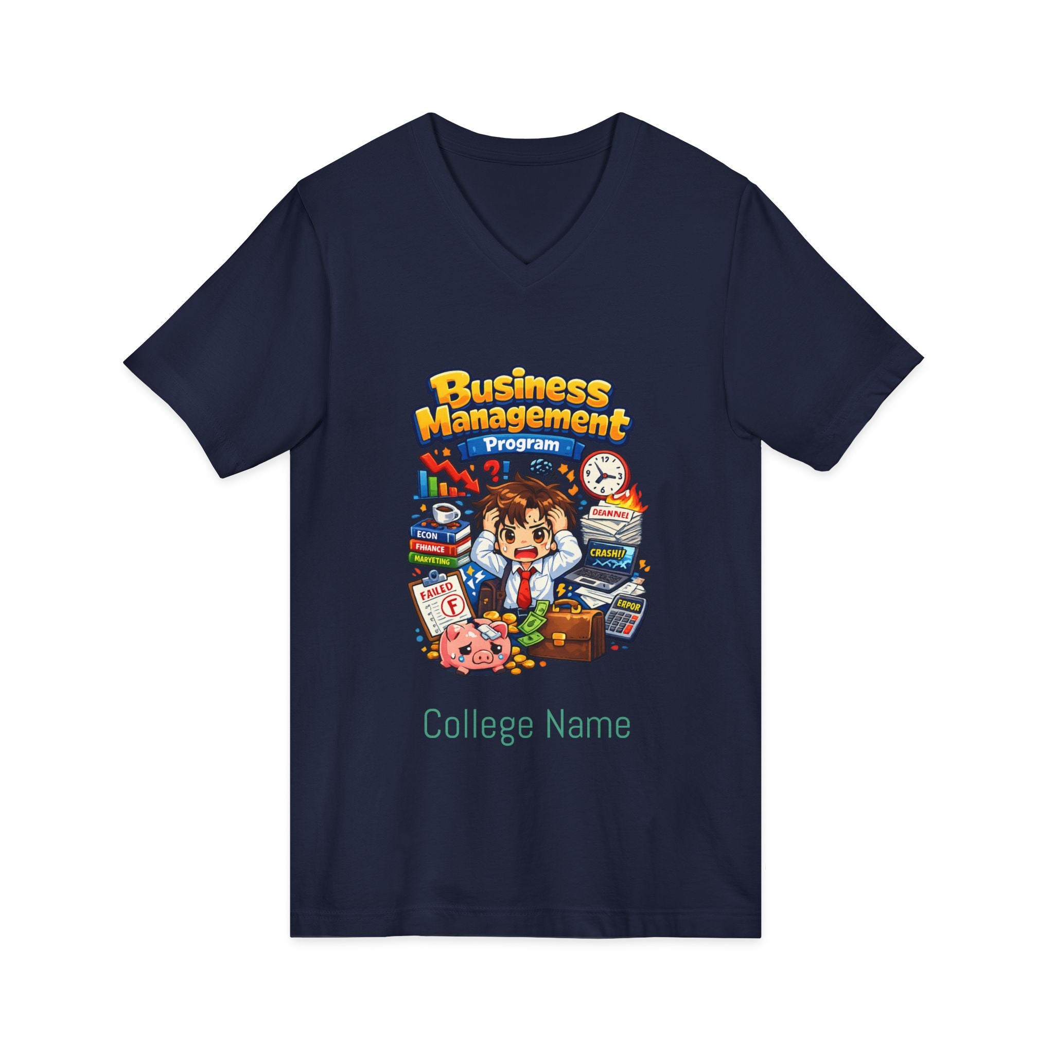 Business Management Program V-Neck Tee — College Student Career Prep Shirt