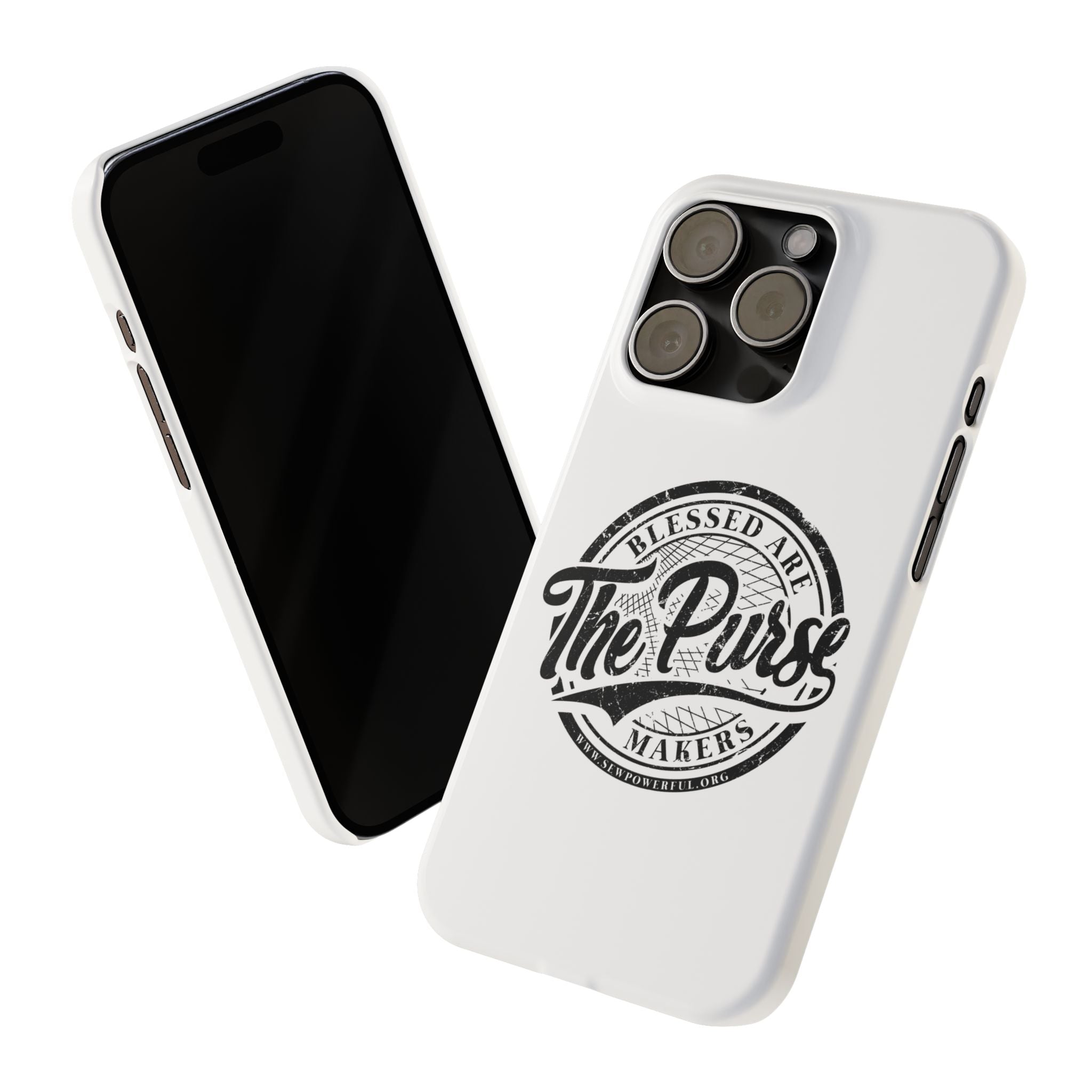 Slim Phone Case — "Blessed Are The Purse Makers" Vintage Script Phone Cover