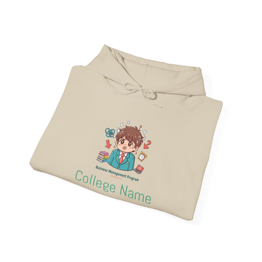 College Business Program Hoodie — Cute Student Mascot Design