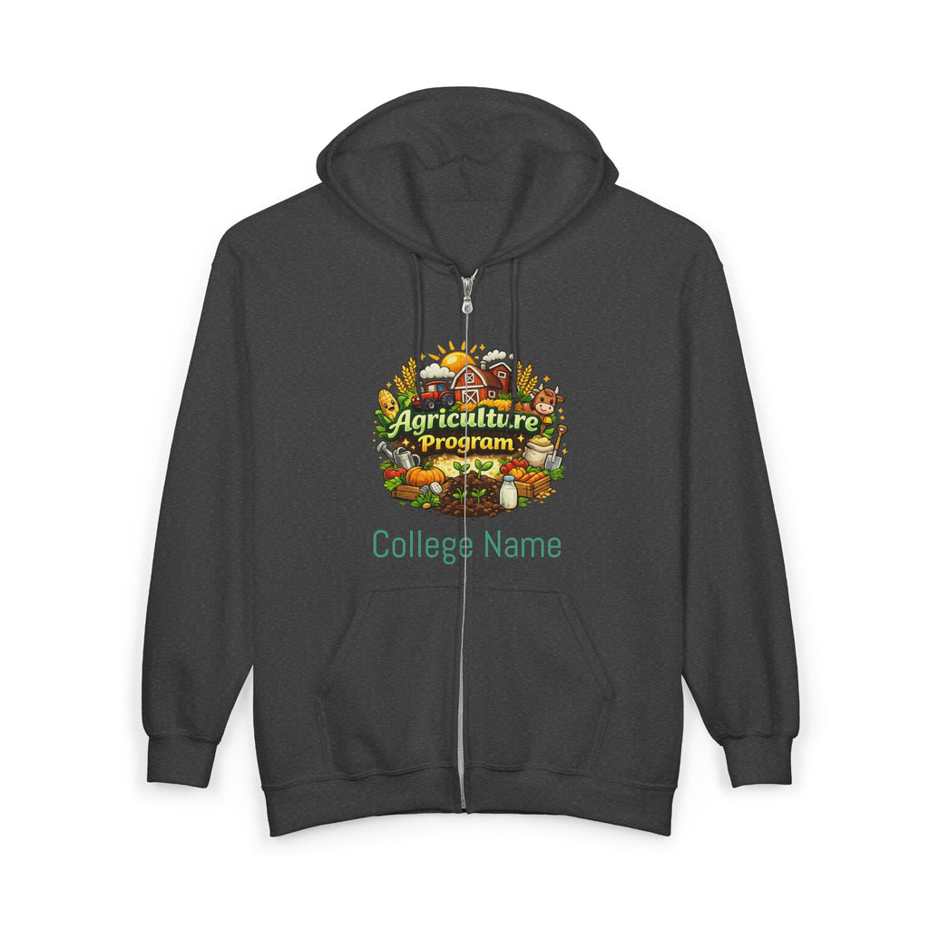 Agriculture Program Full-Zip Hoodie — Farm Produce Graphic Zip-Up