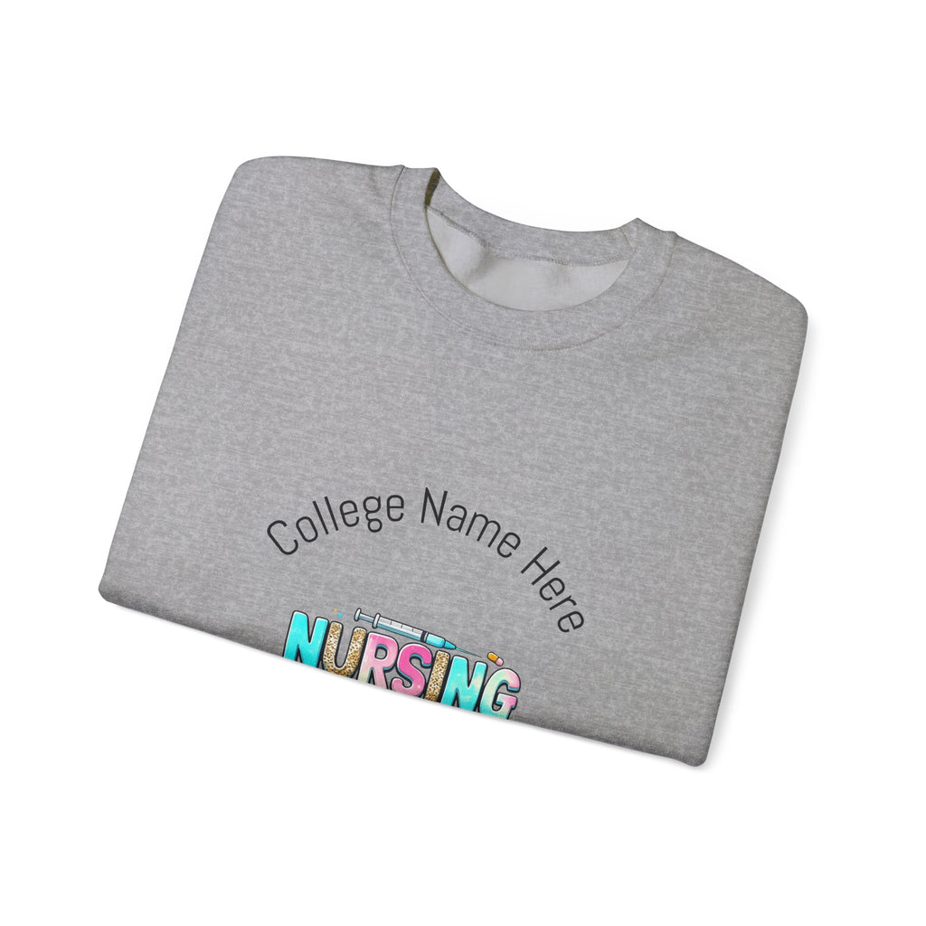 Nursing Student Crewneck Sweatshirt — "Nursing Student" Cute Medical Design (Custom College Name)