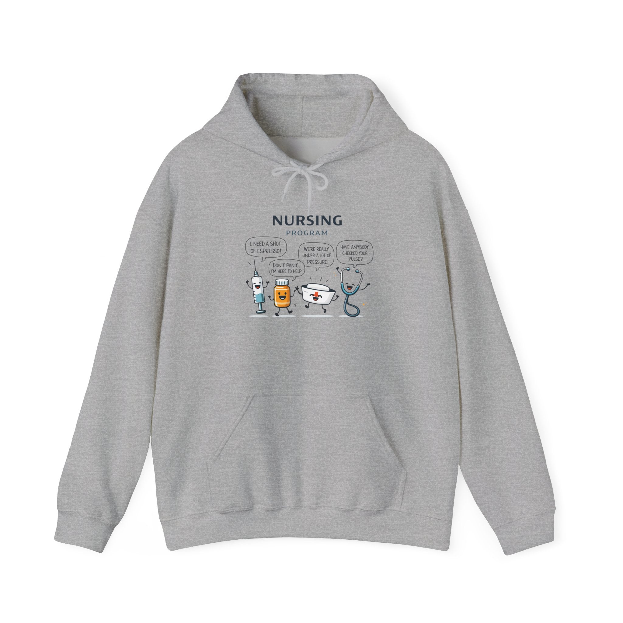 Nursing Program Hoodie – Cute Medical Icons Sweatshirt (Custom School Name)