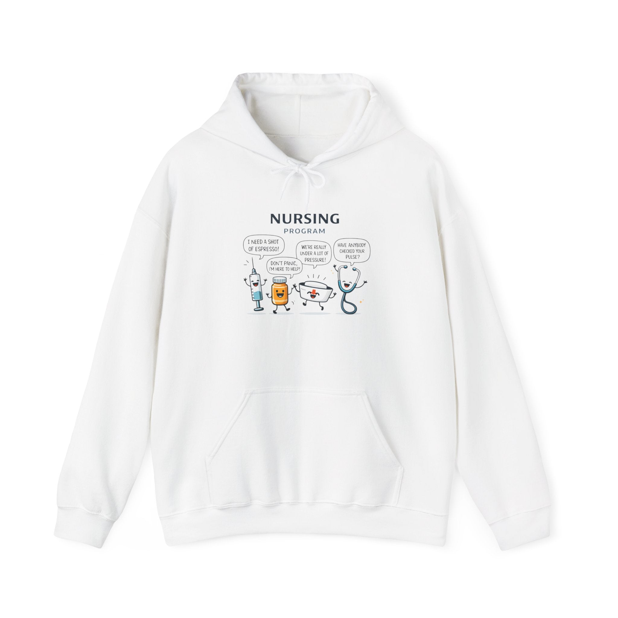 Nursing Program Hoodie – Cute Medical Icons Sweatshirt (Custom School Name)