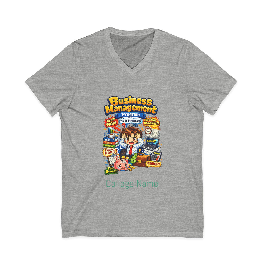 Business Management College T‑Shirt - Cute Study Cartoon V‑Neck Tee