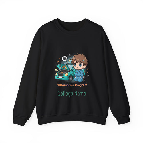 Automotive Program Crewneck Sweatshirt — Cute Mechanic Anime Design
