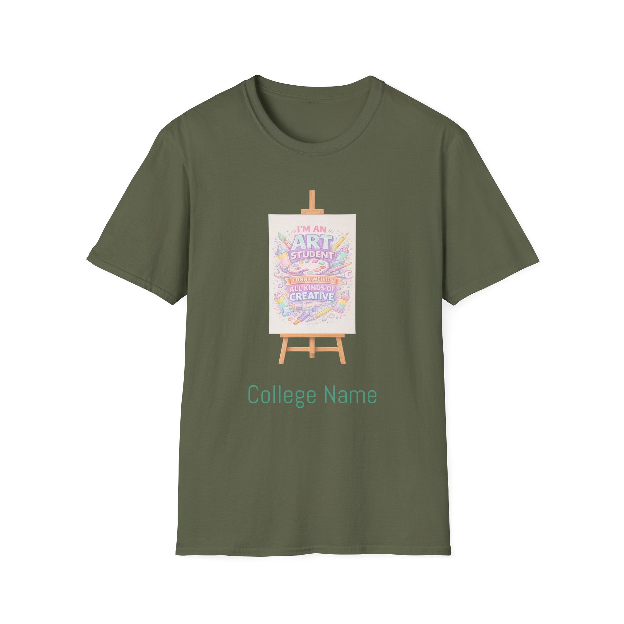 Art Student T-Shirt — “I’m an Art Student, I Make Messy, Colorful, Creative Stuff” Canvas Tee
