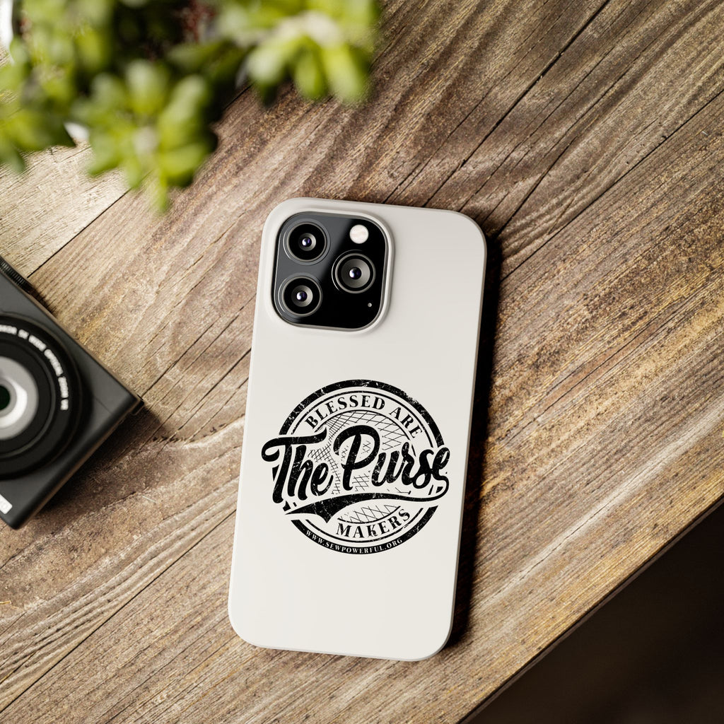 Slim Phone Case — "Blessed Are The Purse Makers" Vintage Script Phone Cover
