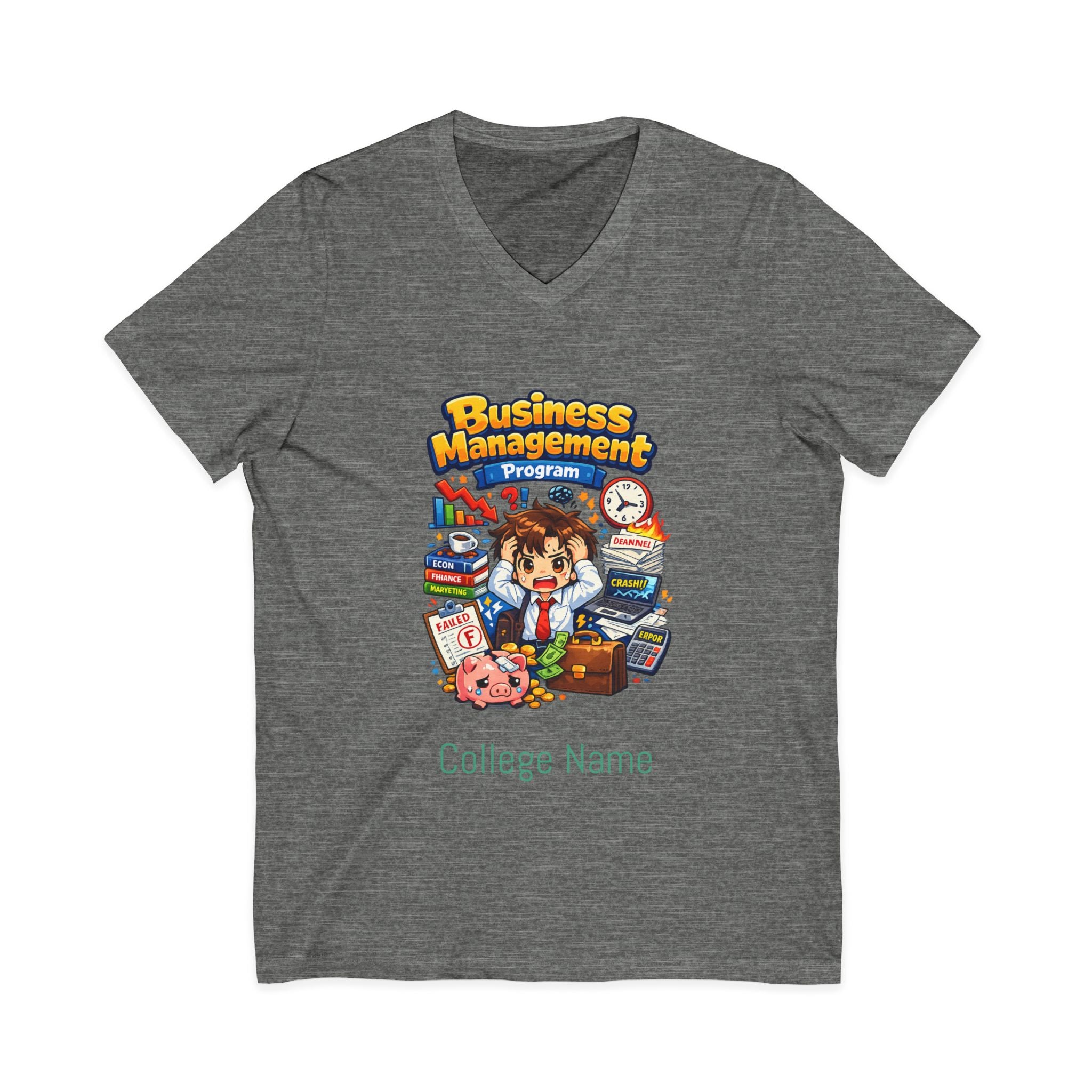 Business Management Program V-Neck Tee — College Student Career Prep Shirt