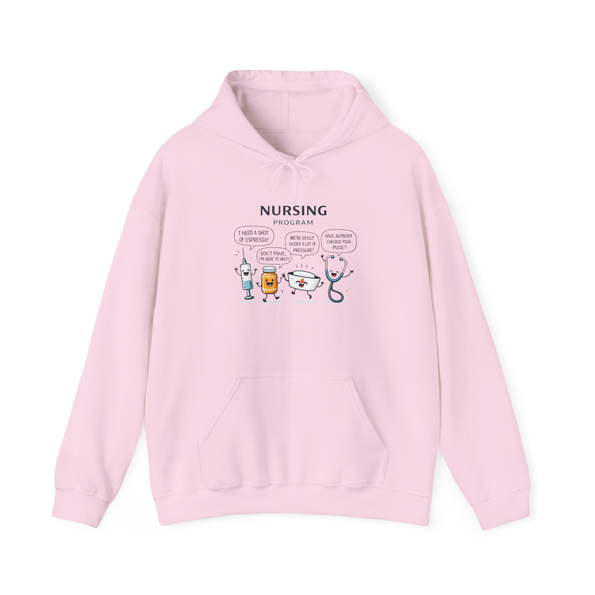 Nursing Program Hoodie – Cute Medical Icons Sweatshirt (Custom School Name)