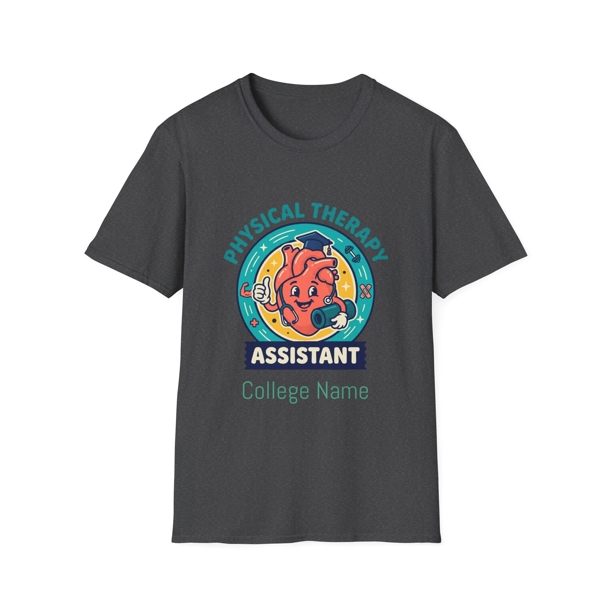 Physical Therapy Assistant T‑Shirt — Cute Anatomical Heart Design (College Name Option)