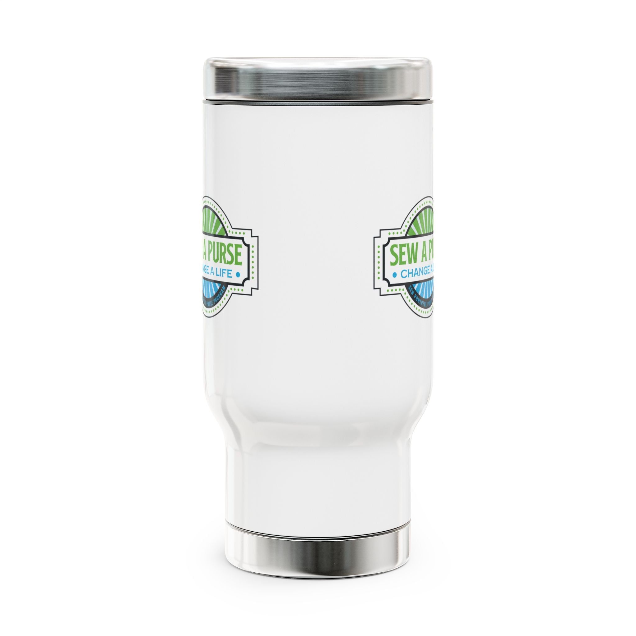Sew A Purse Logo 14oz Stainless Steel Travel Mug with Handle