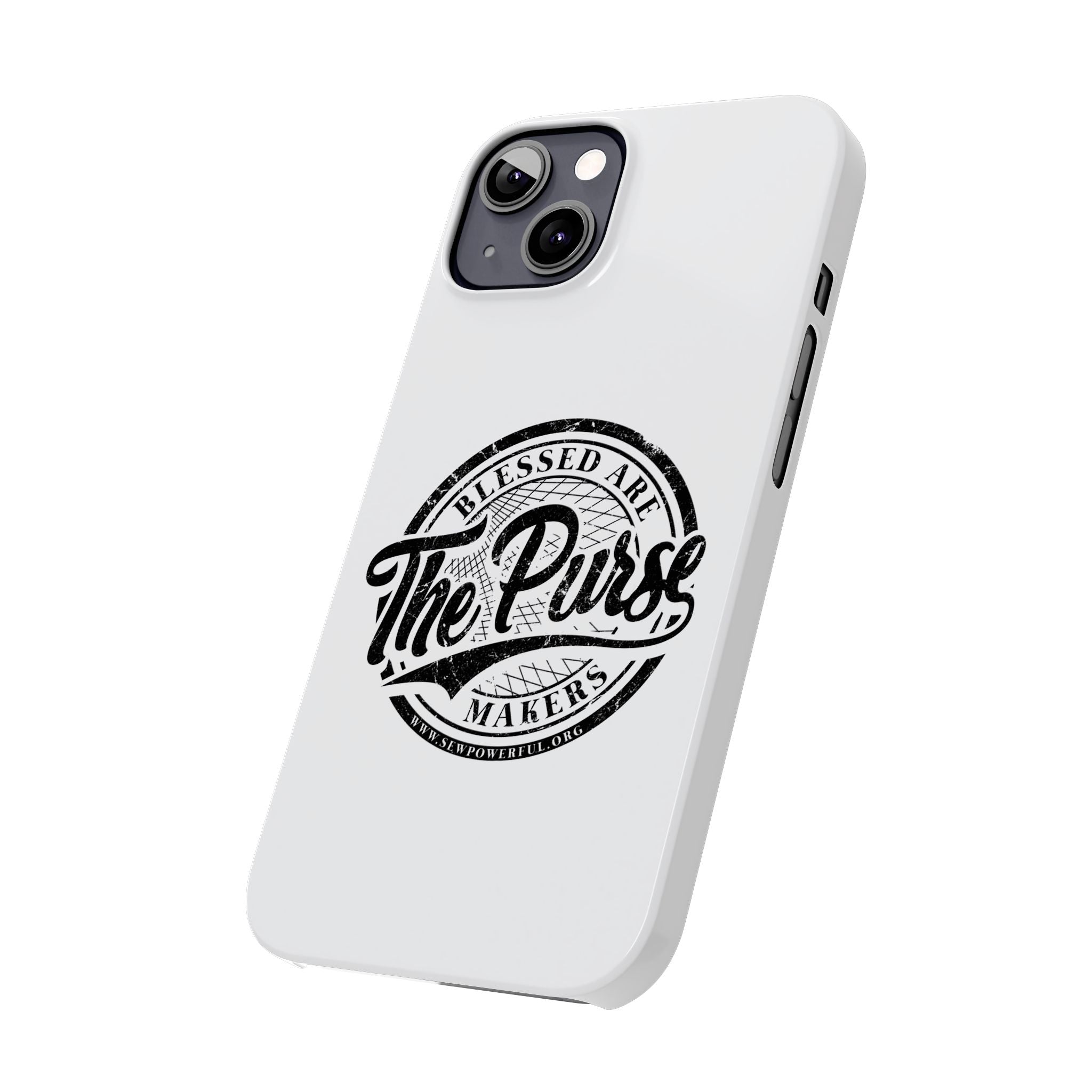 Slim Phone Case — "Blessed Are The Purse Makers" Vintage Script Phone Cover