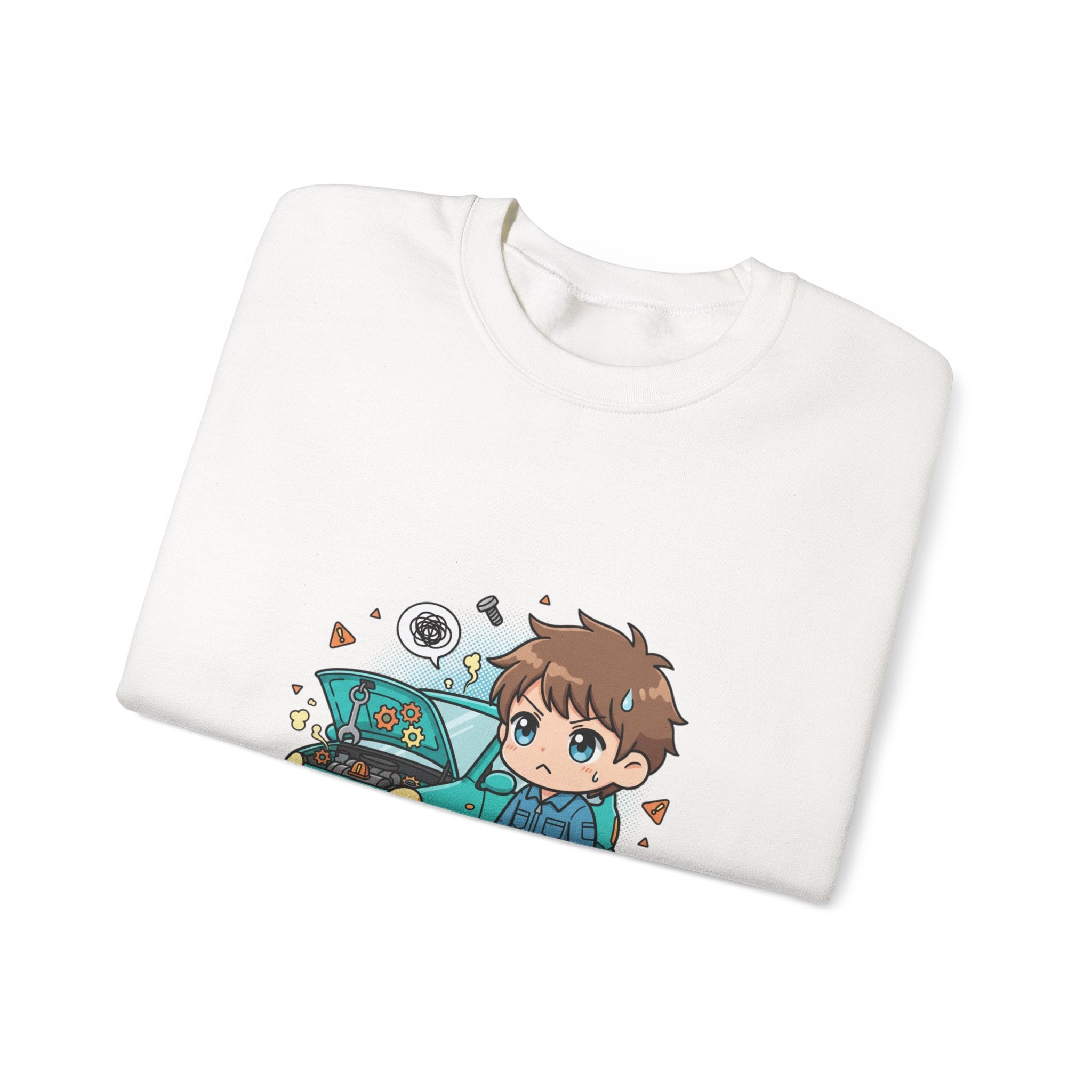 Automotive Program Crewneck Sweatshirt — Cute Mechanic Anime Design