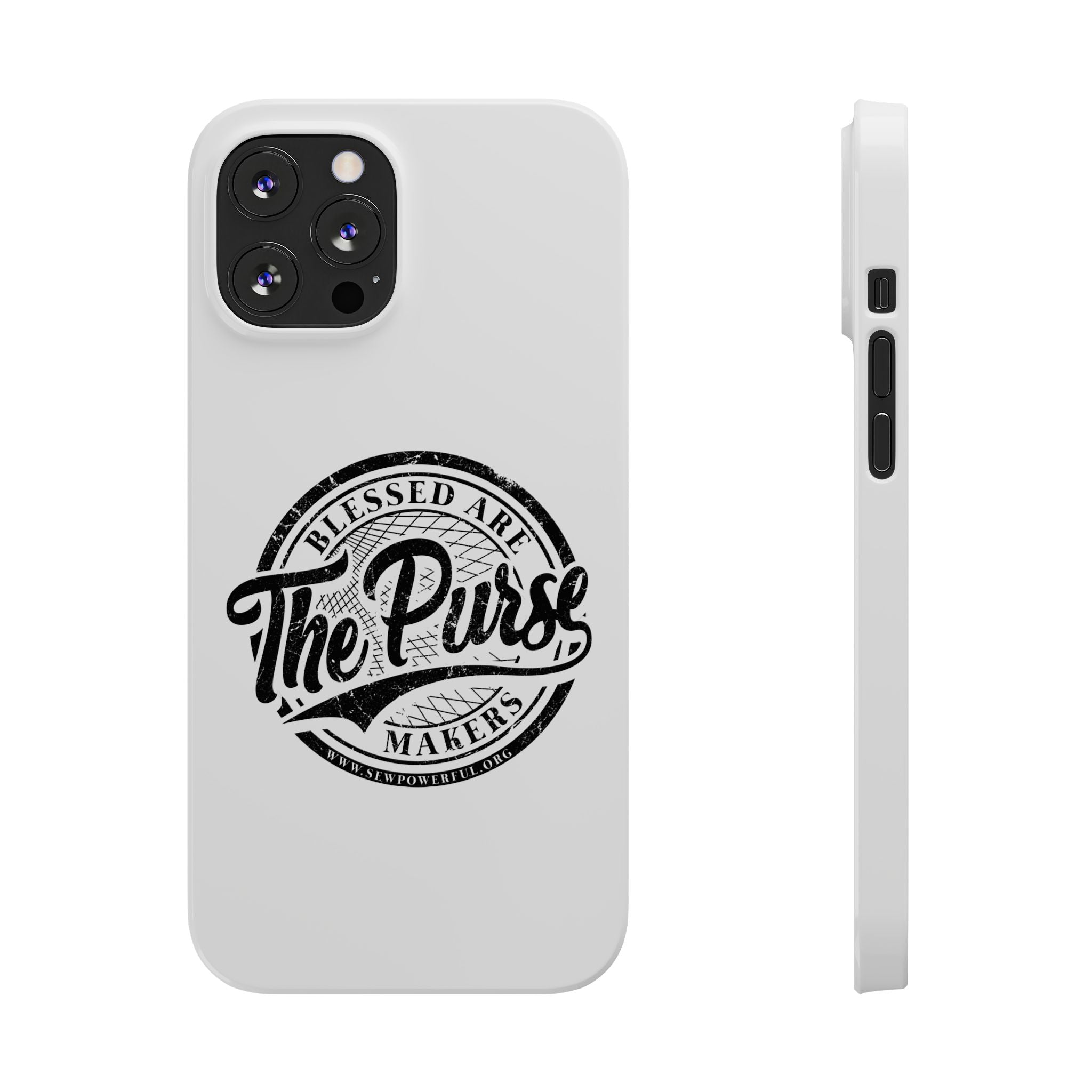 Slim Phone Case — "Blessed Are The Purse Makers" Vintage Script Phone Cover