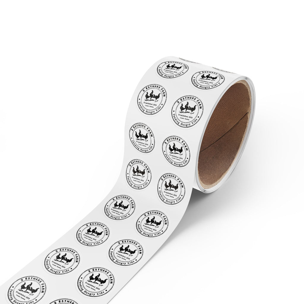 Round Farm Logo Sticker Roll — Custom Branding Labels for Jars, Packaging & Shipping