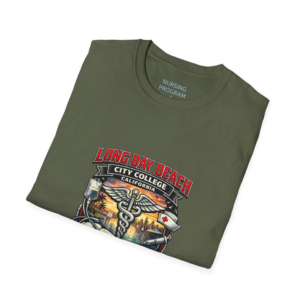 Long Beach City College Nursing Program T-Shirt — Caduceus Skull Patch Design
