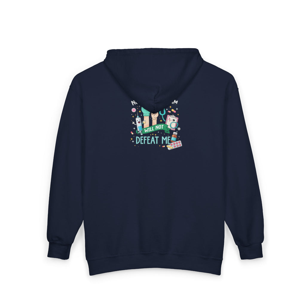 Nursing Program Zip Hoodie — 'Nursing Program Will Not Defeat Me' Full-Zip Sweatshirt