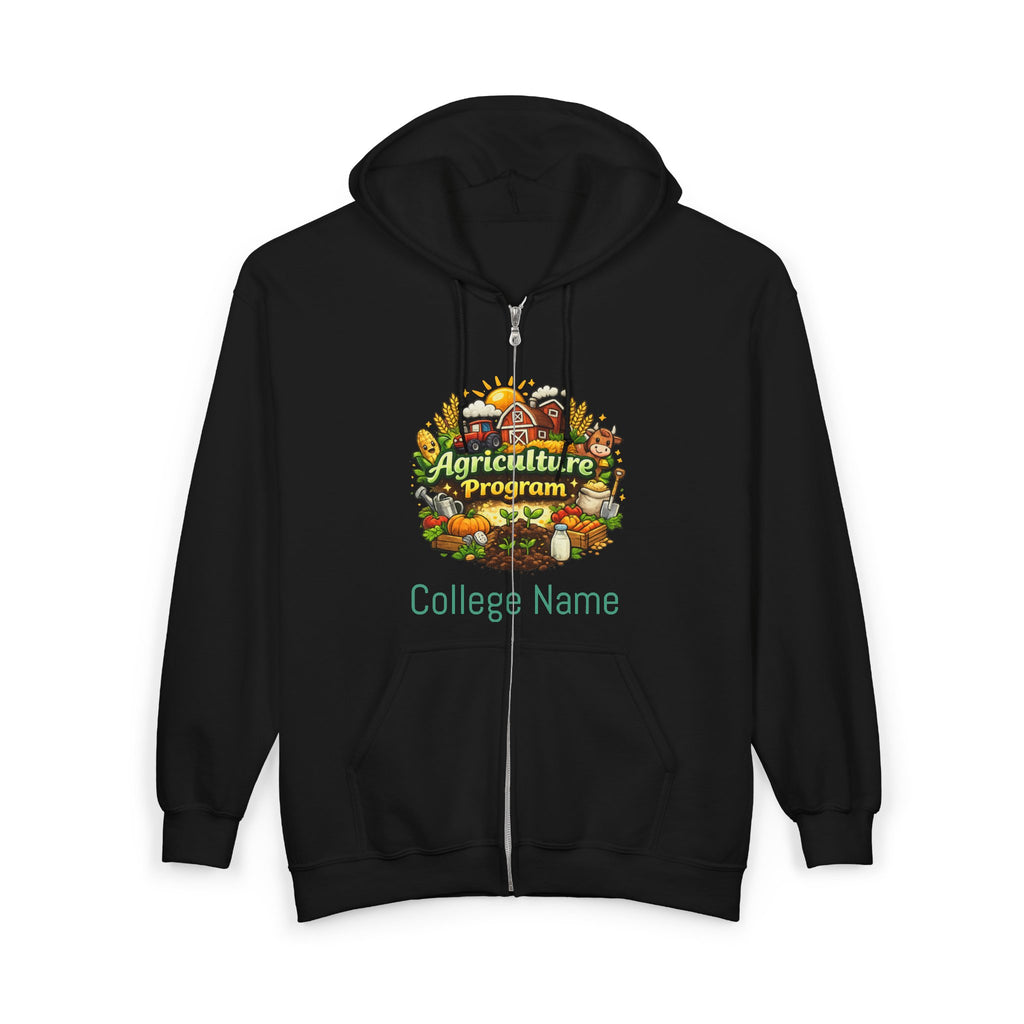 Agriculture Program Full-Zip Hoodie — Farm Produce Graphic Zip-Up