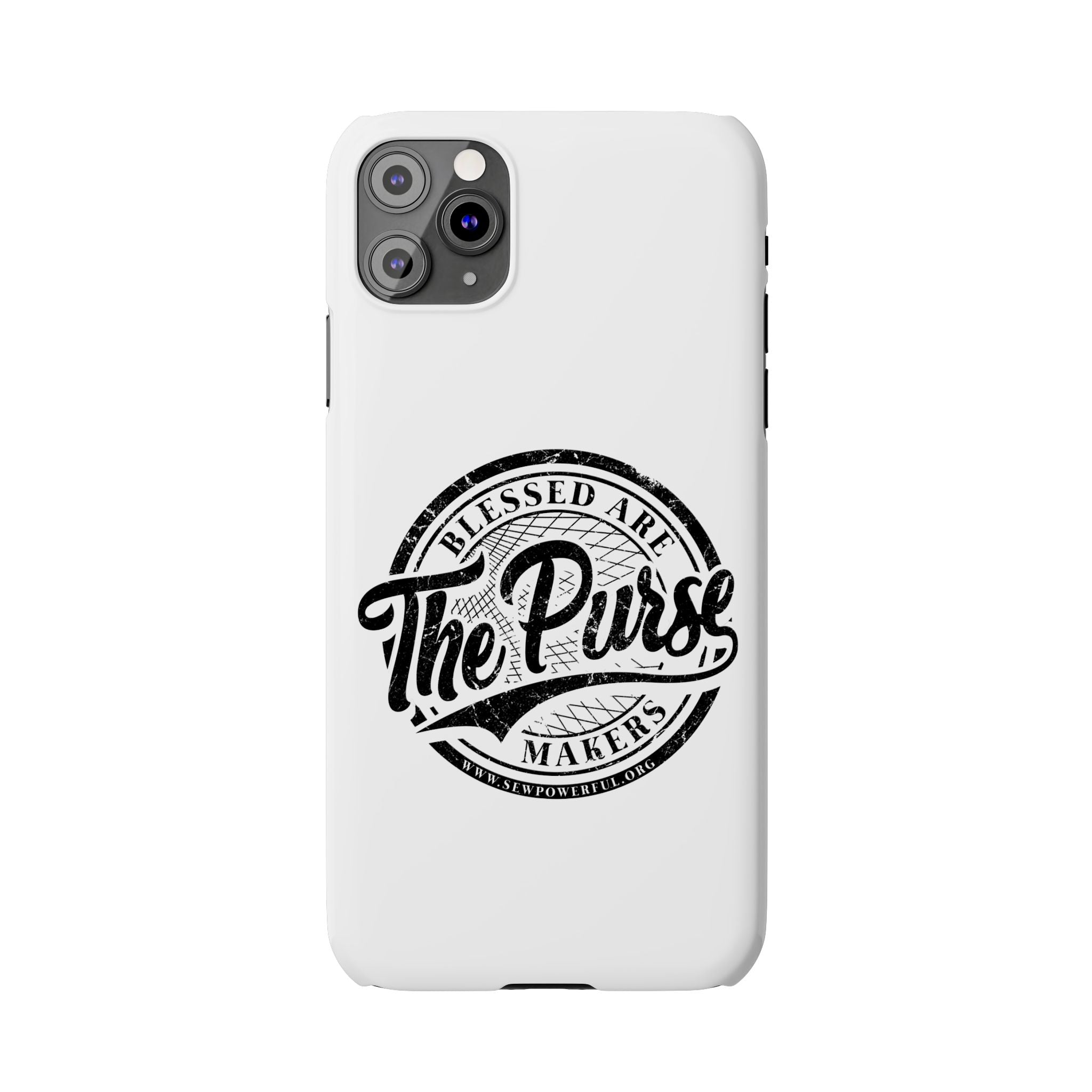 Slim Phone Case — "Blessed Are The Purse Makers" Vintage Script Phone Cover