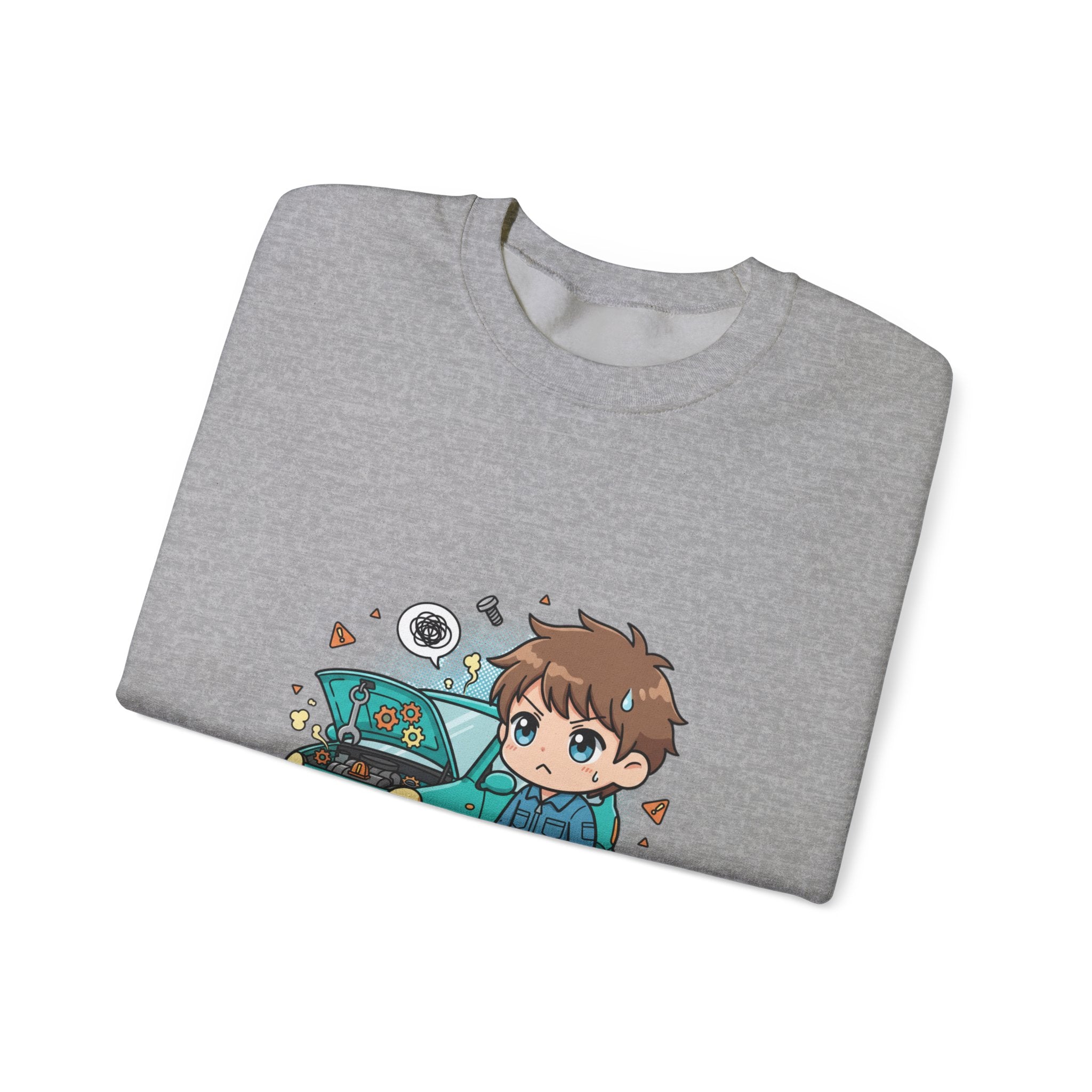 Automotive Program Crewneck Sweatshirt — Cute Mechanic Anime Design