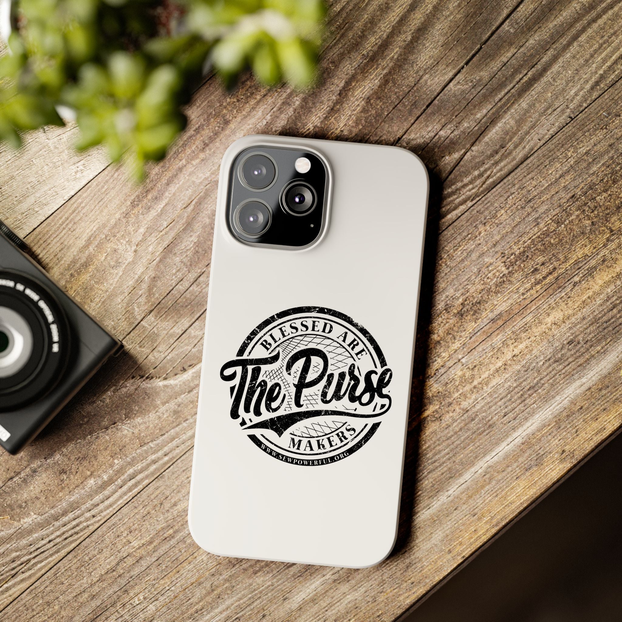 Slim Phone Case — "Blessed Are The Purse Makers" Vintage Script Phone Cover