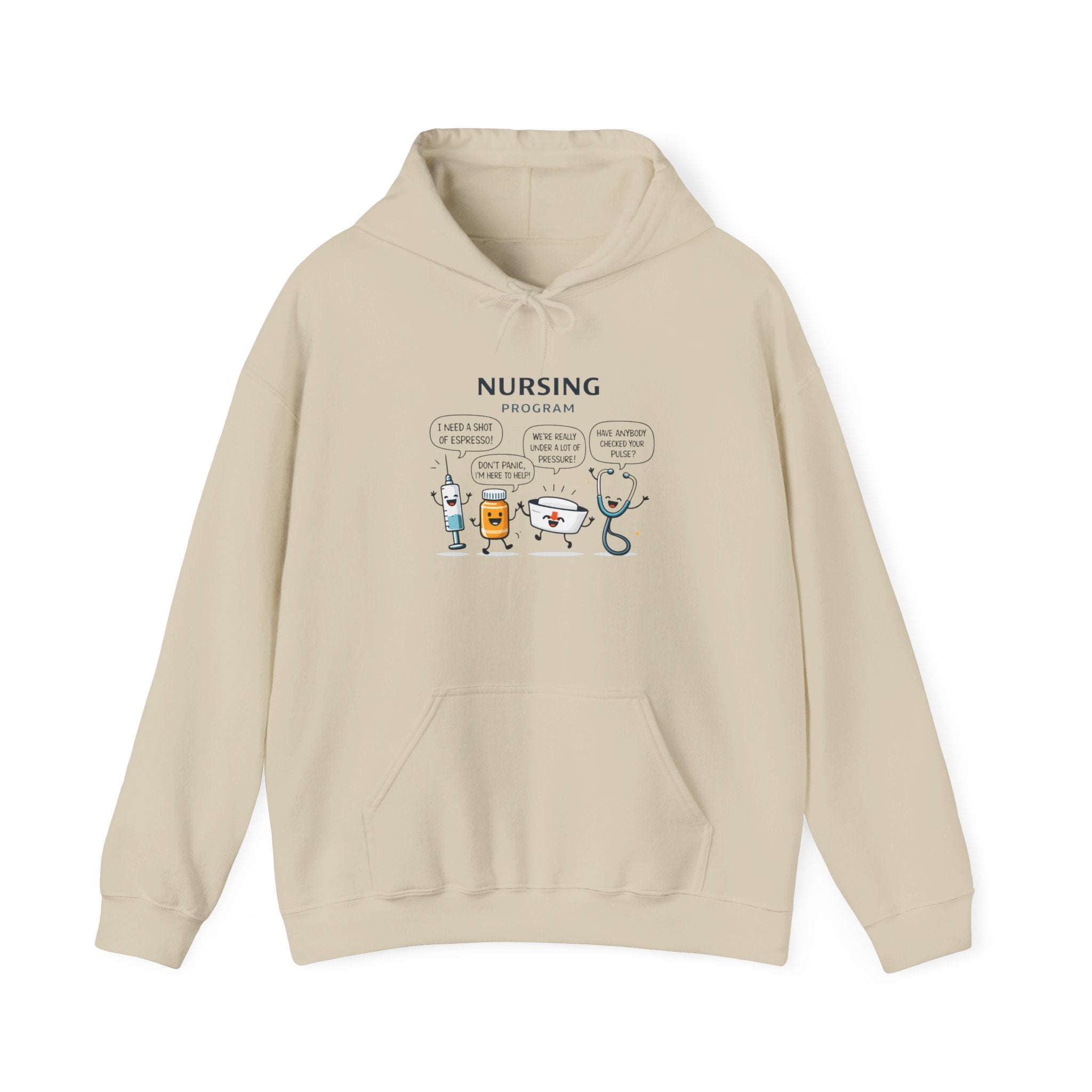 Nursing Program Hoodie – Cute Medical Icons Sweatshirt (Custom School Name)
