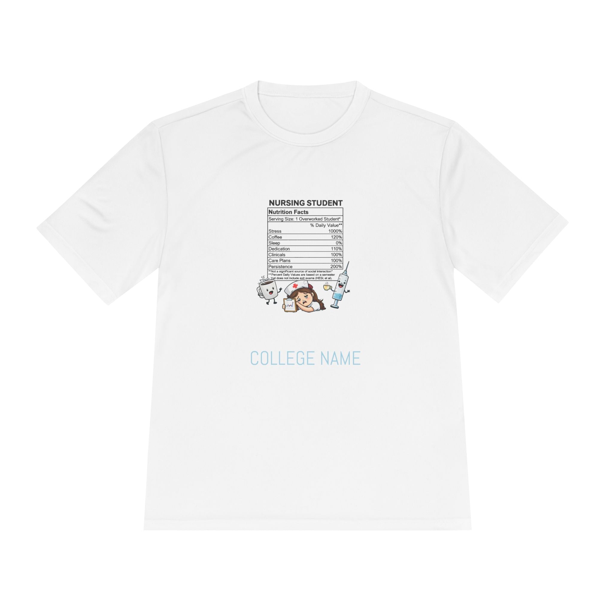 Nursing Student Nutrition Facts Tee — Funny Nursing School Gift