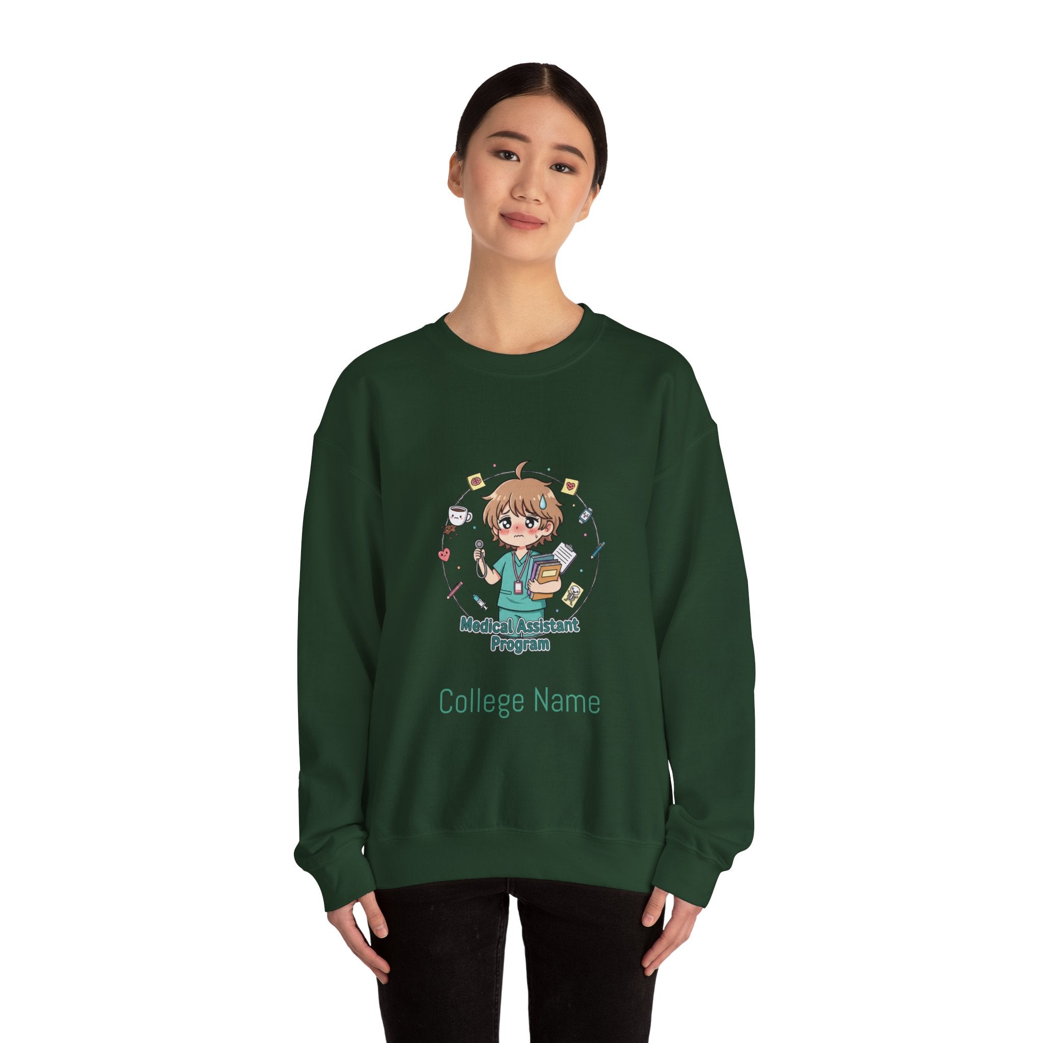 Medical Assistant Program Crewneck Sweatshirt — Cute Anime Student Design